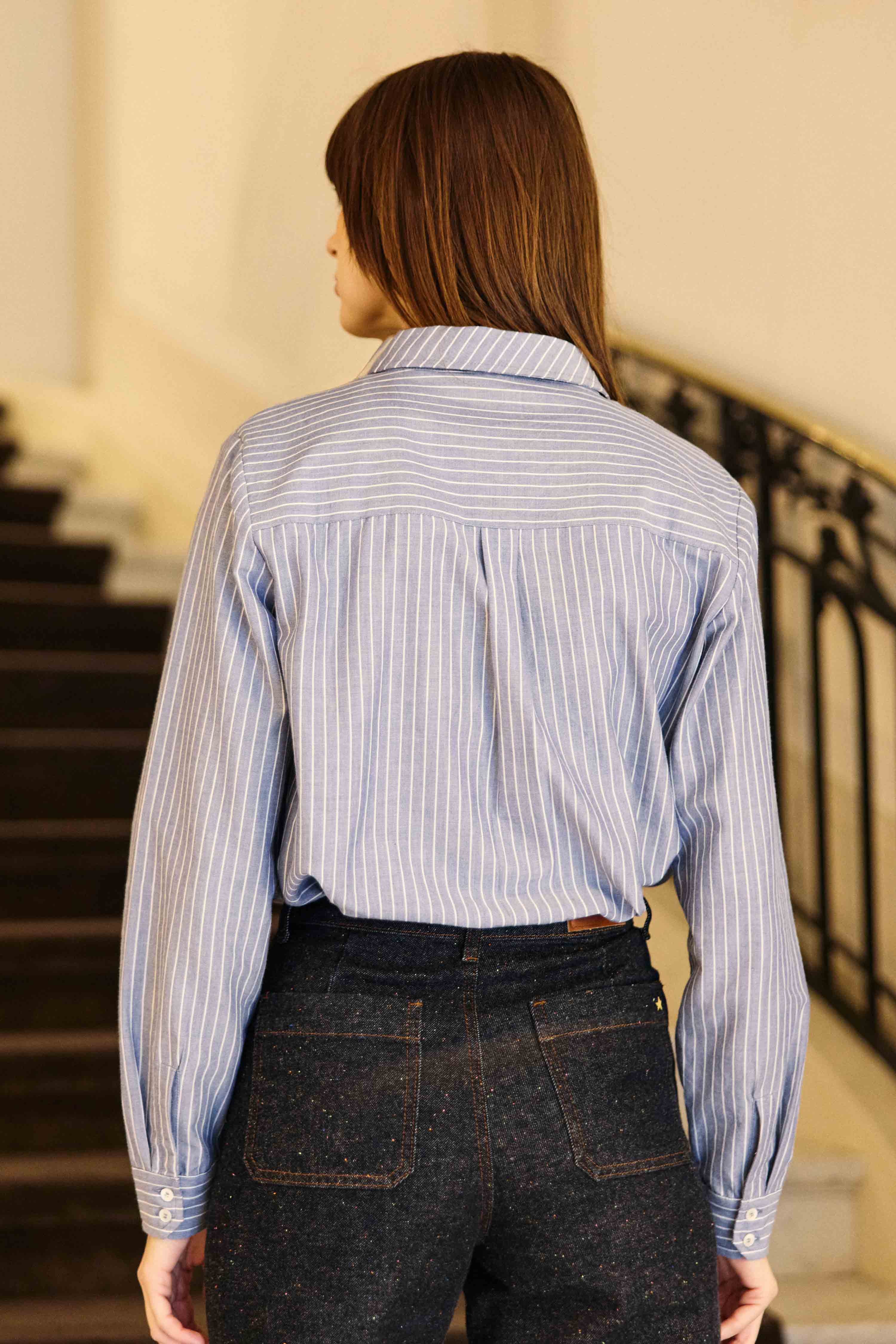 Chemise rayée bleue - Cecile