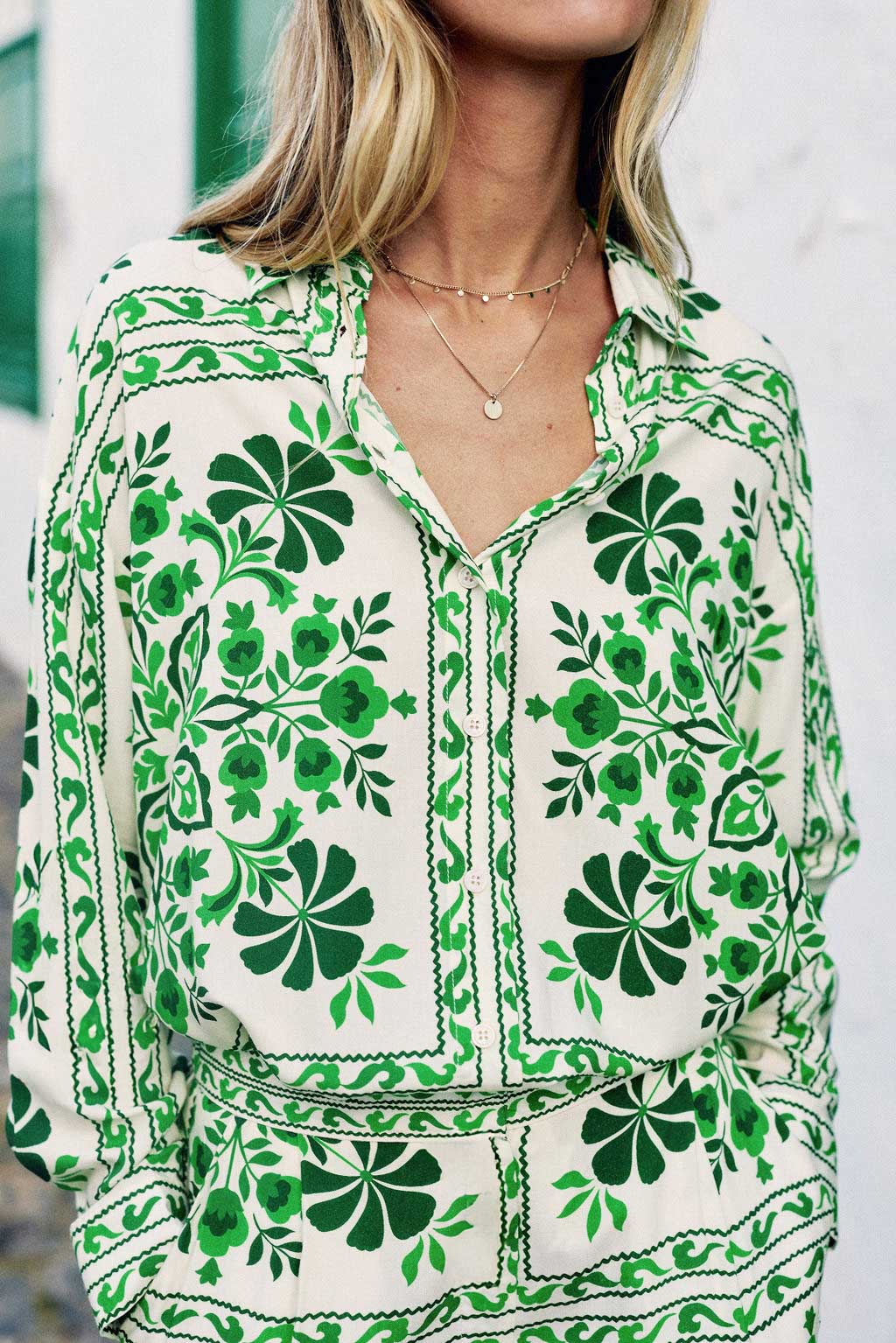 Green printed straight blouse - Chani