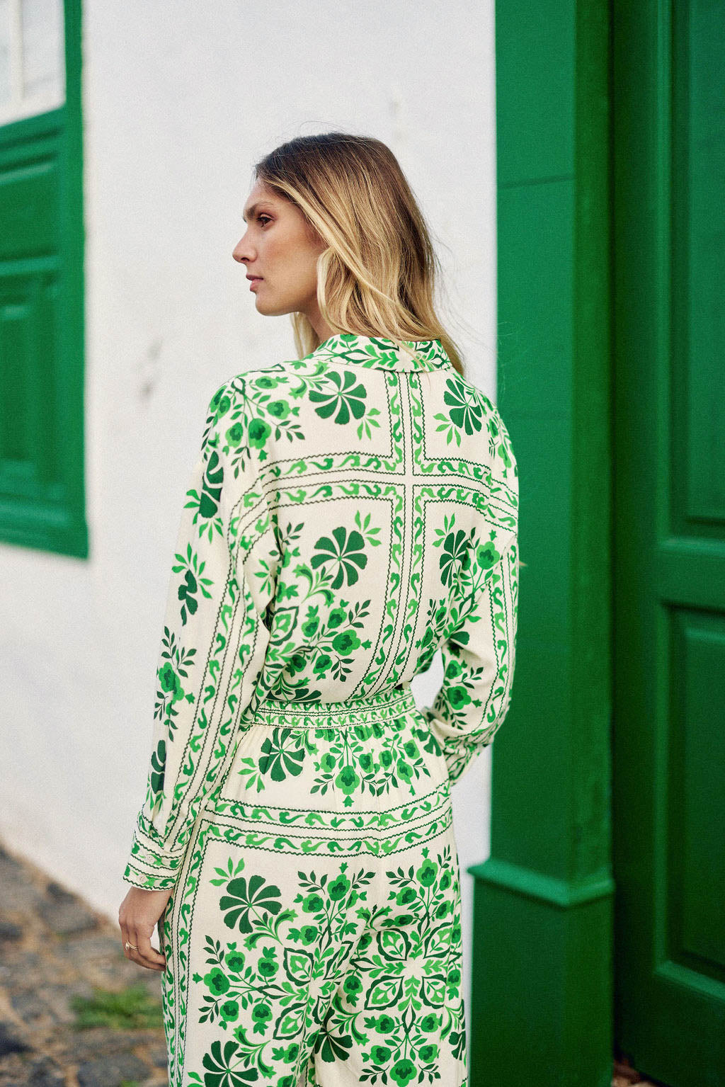 Green printed straight blouse - Chani