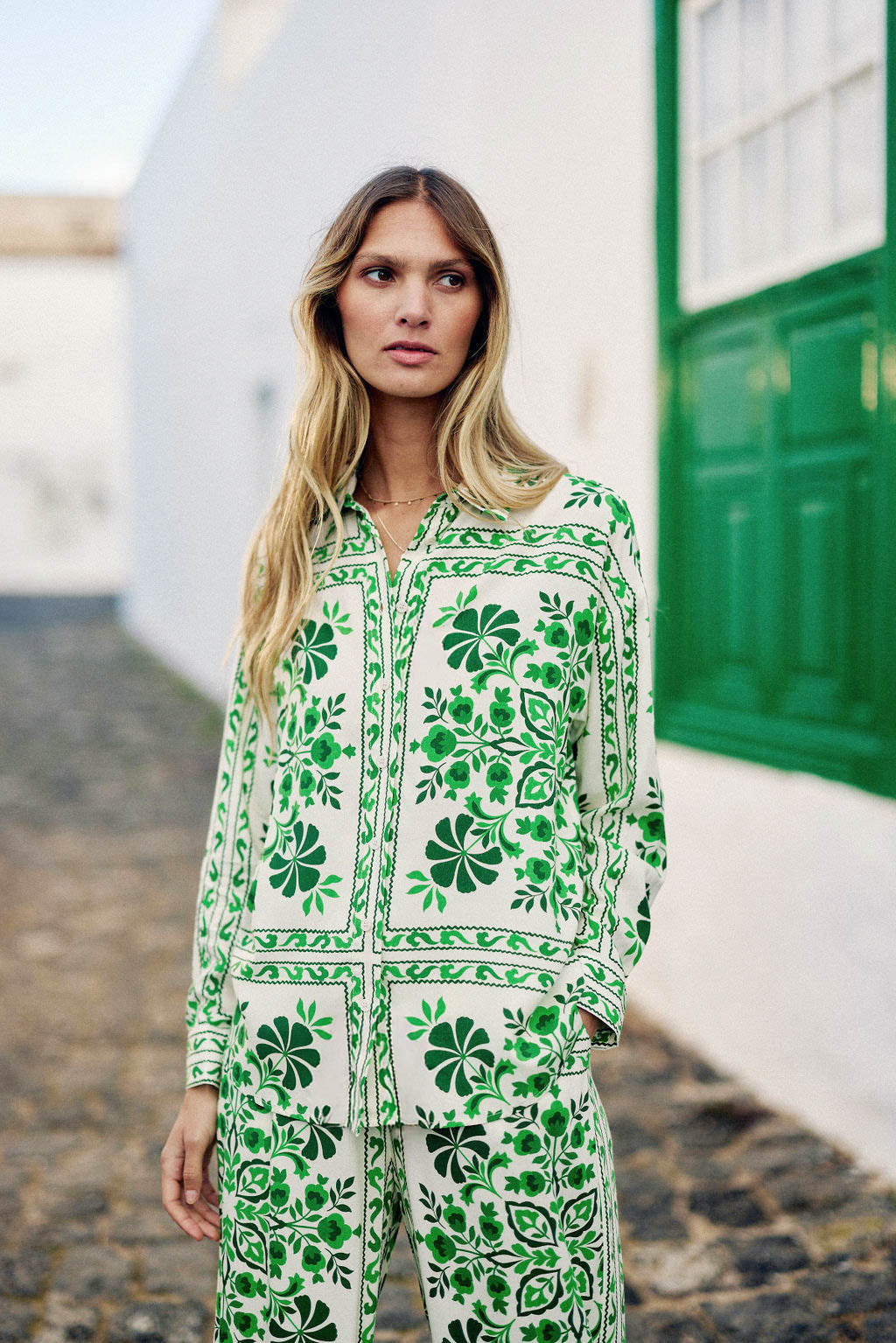 Green printed straight blouse - Chani