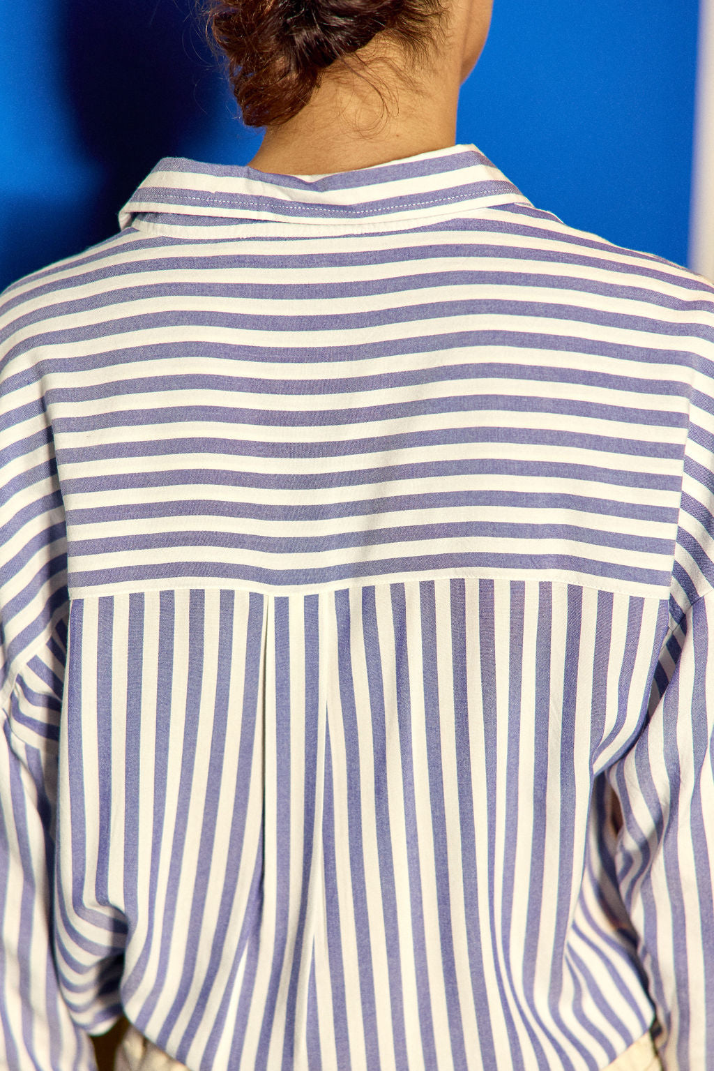Navy/ecru striped blouse - Clara