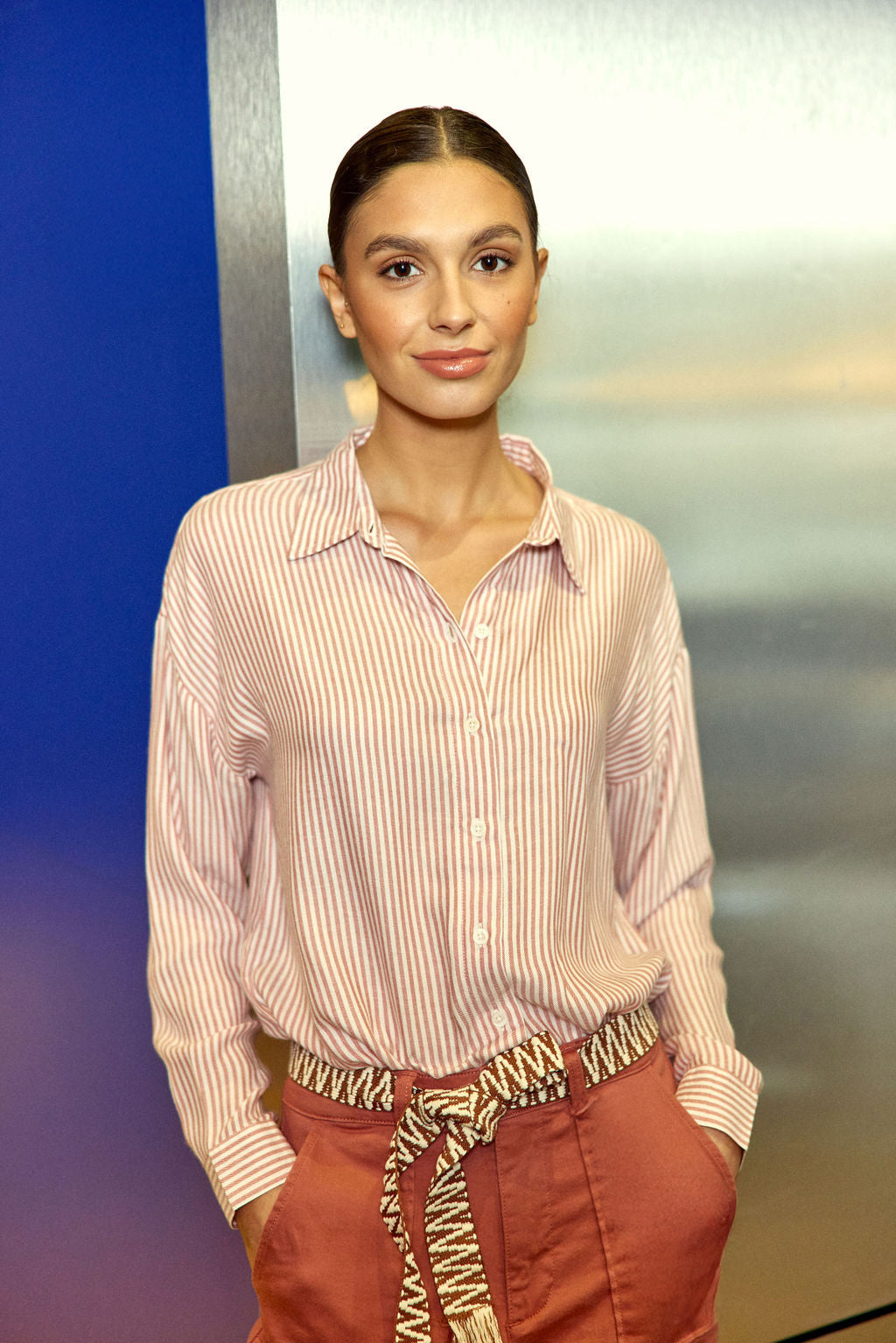 Old pink/ecru striped blouse - Clara