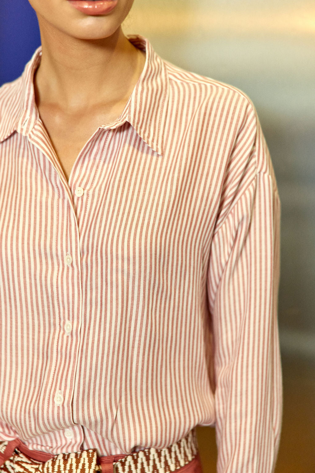 Old pink/ecru striped blouse - Clara