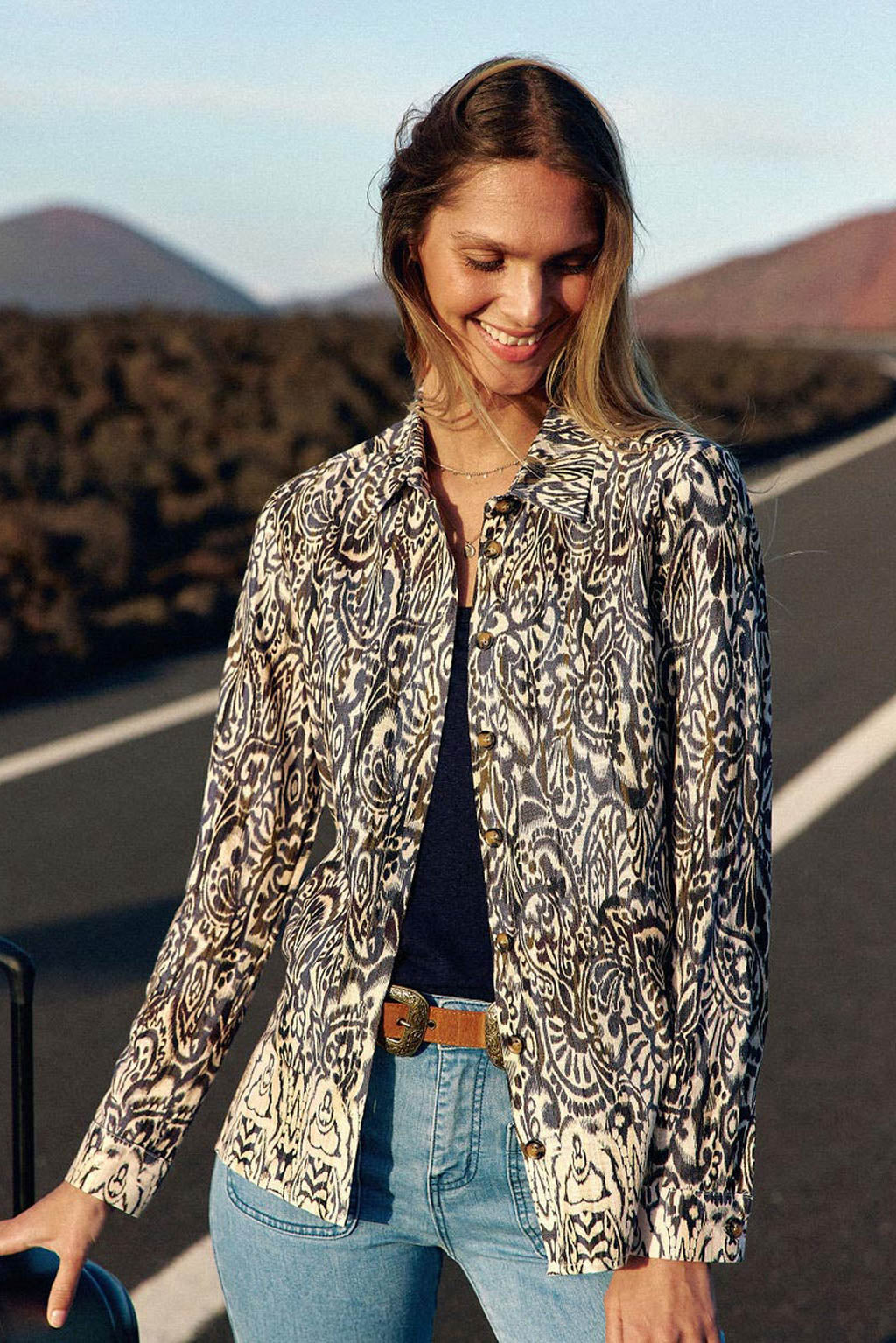 Chemisier droit ikat bleu - Clea
