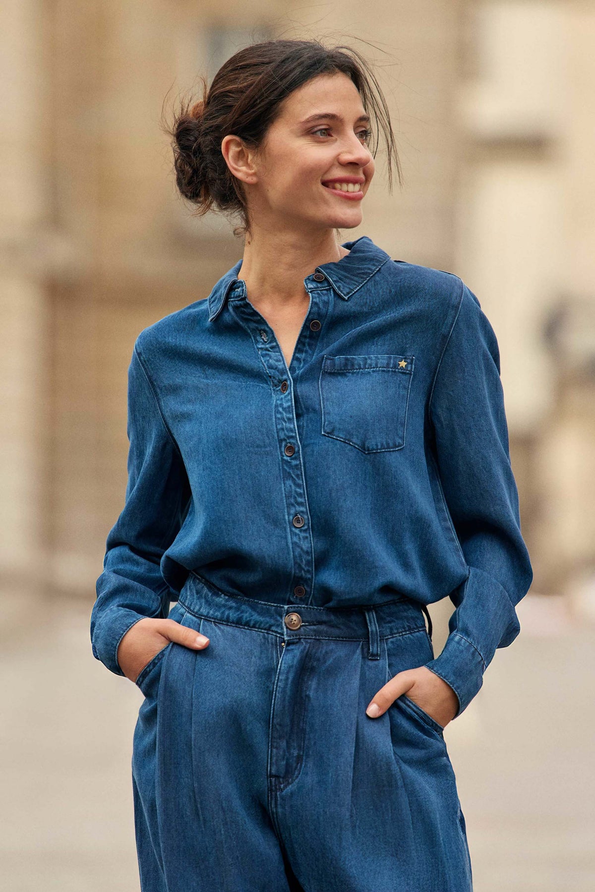 Chemisier J.CREW Femme En Denim Rayé Taille XS 0 - Style Classique - Occasion Très Bon état