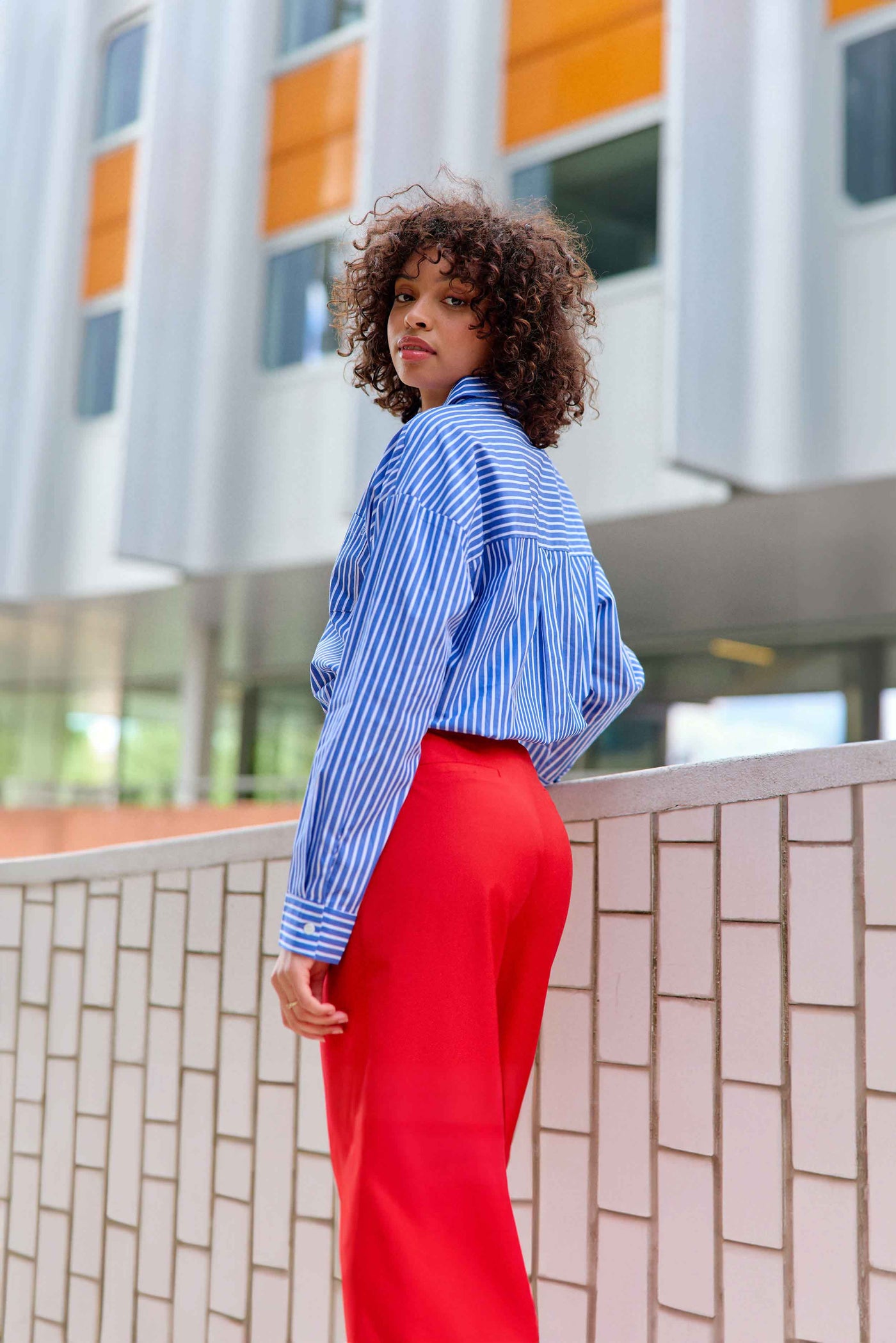 Blue/ecru striped blouse - Clony