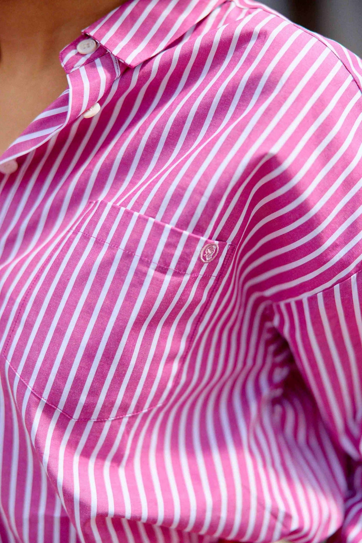 Fuchsia/ecru striped blouse - Clony