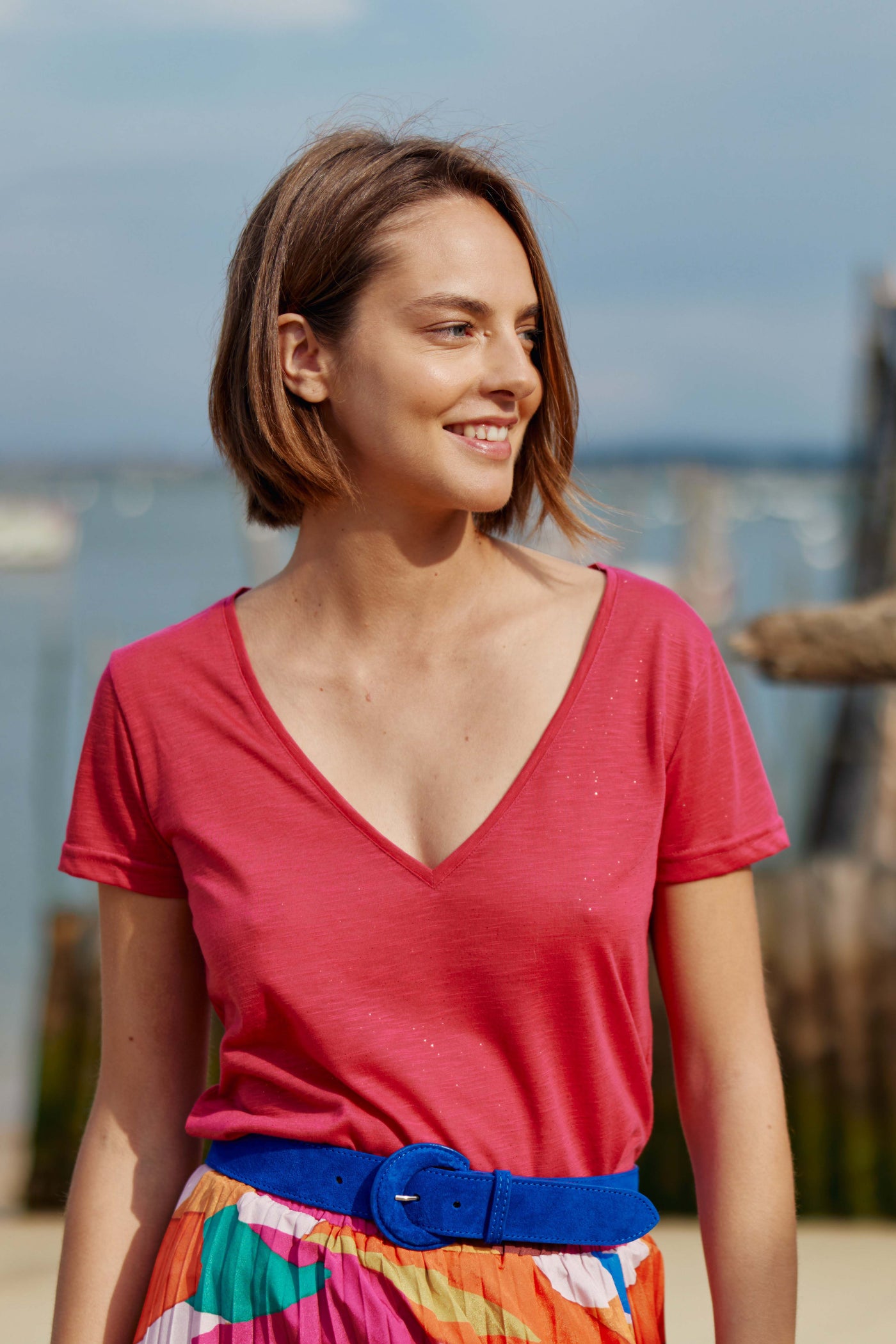 Ceinture cuir bleu - Coral
