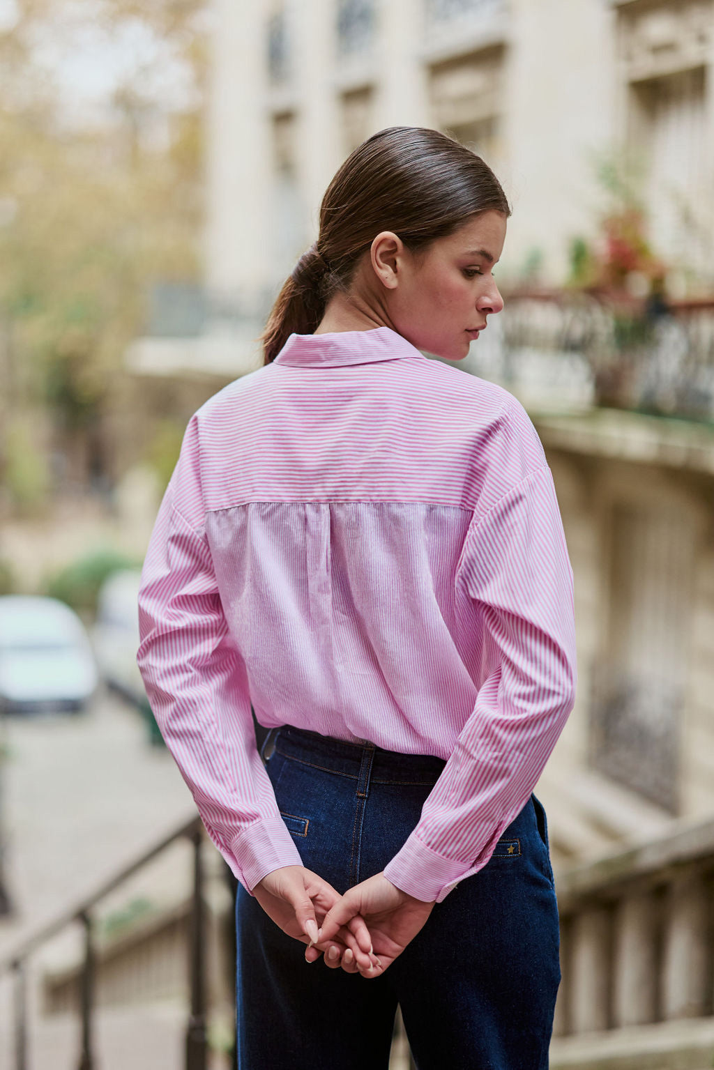 Pink/white striped shirt - Coralia