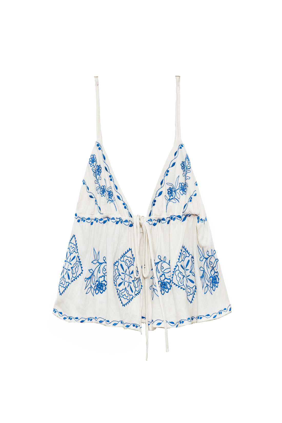 Delvia white/blue embroidered top - Delvia