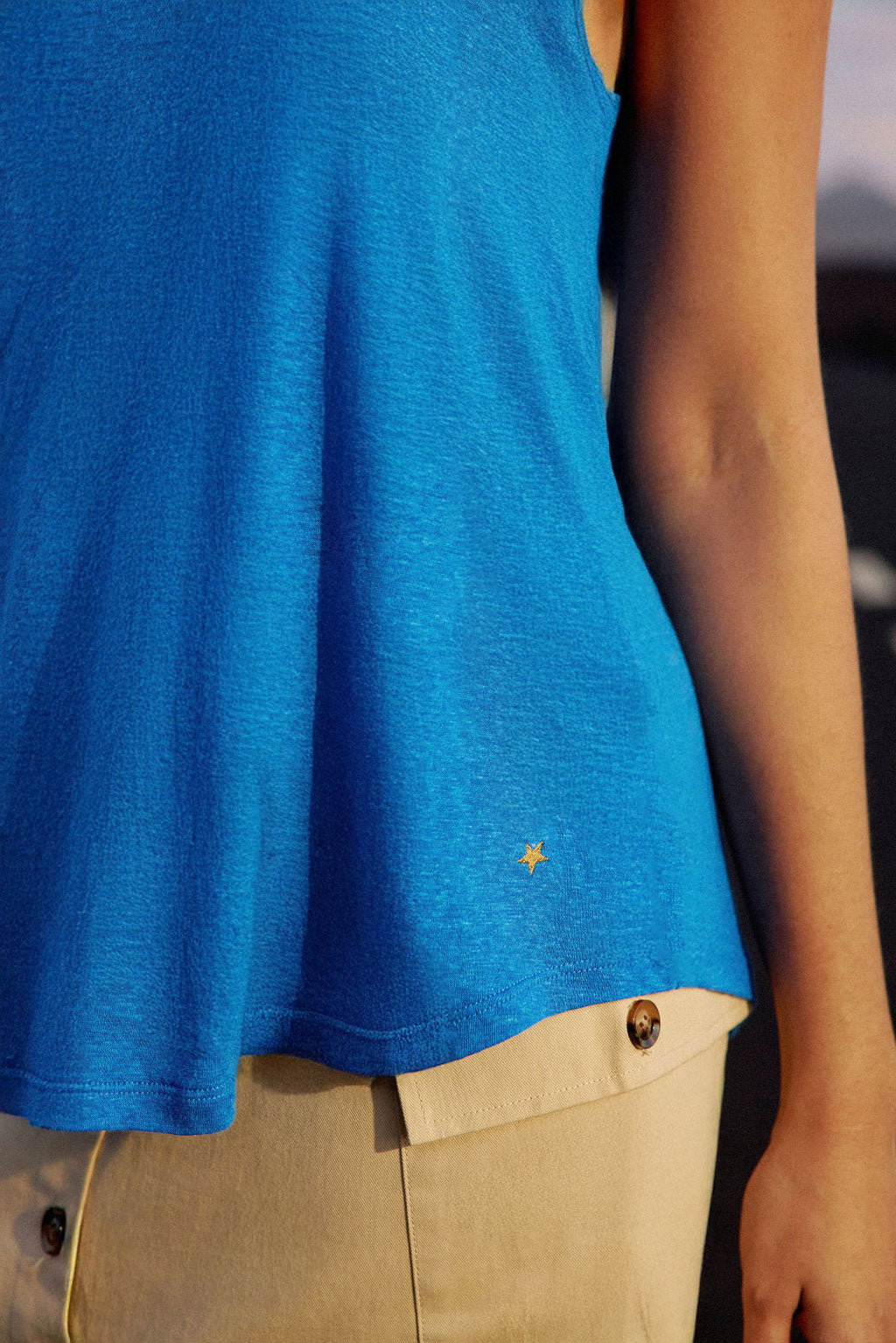 Blue crew neck tank top - Diane
