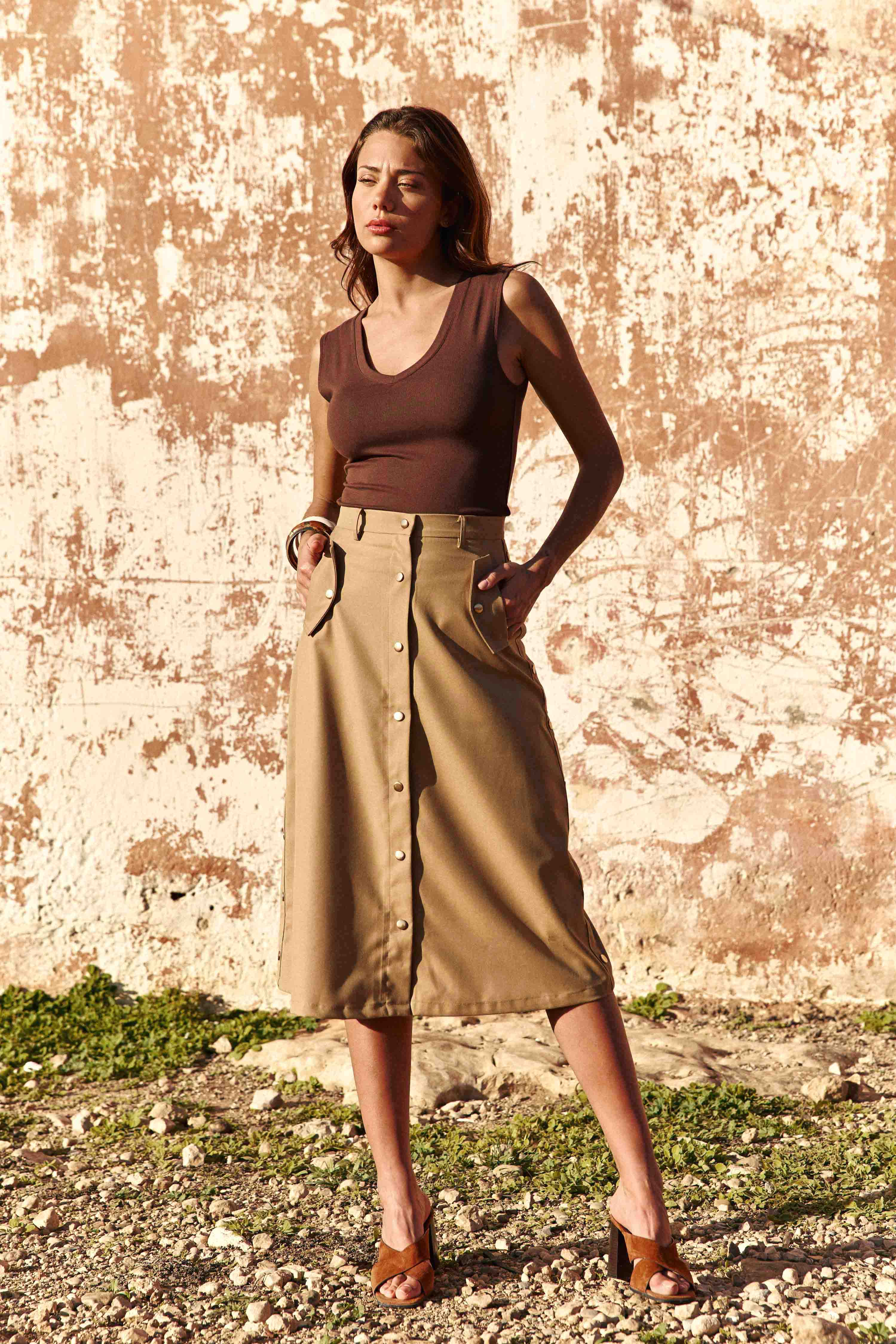 Debardeur maille Dila - Marron