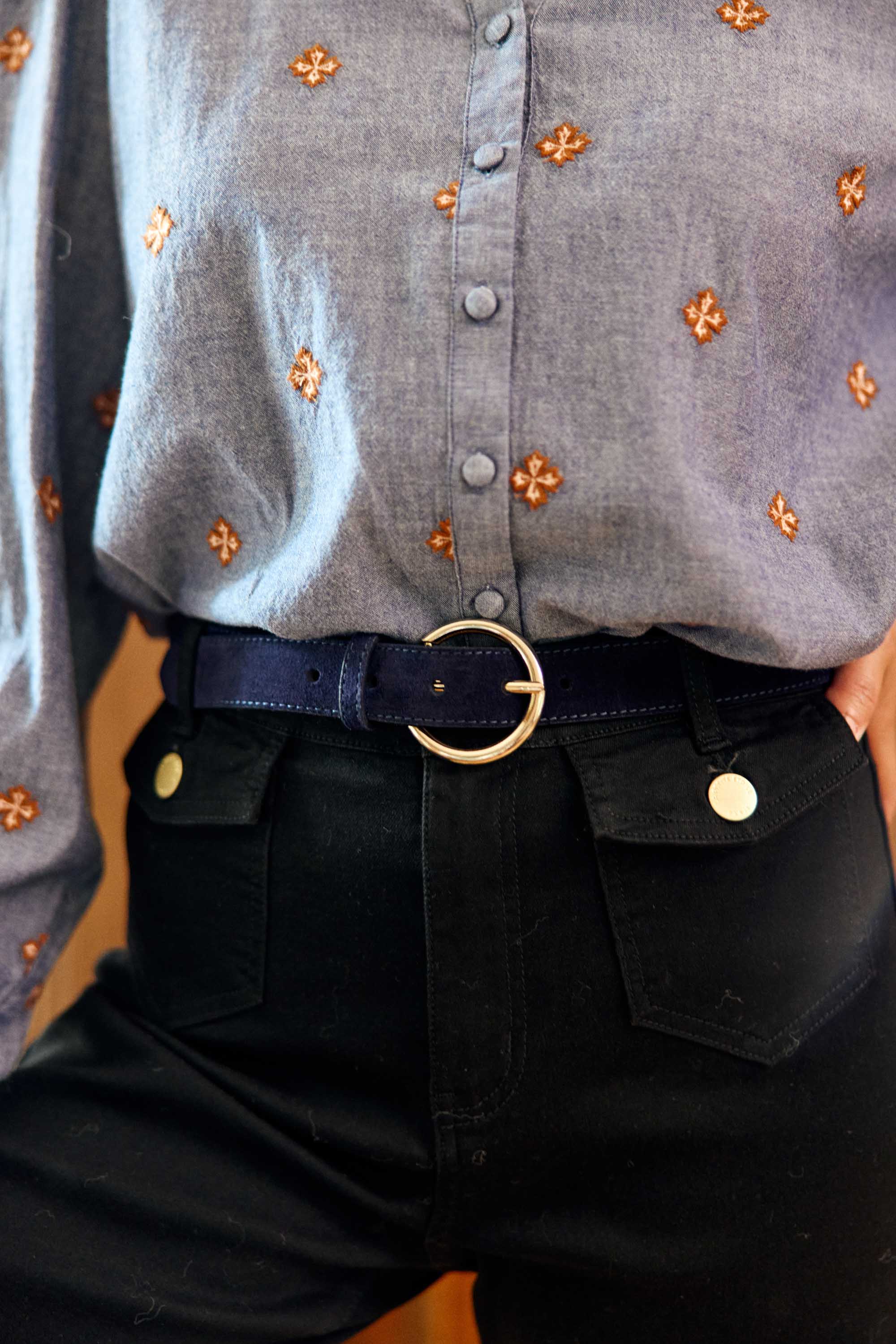 Dixon Leather Belt - Navy