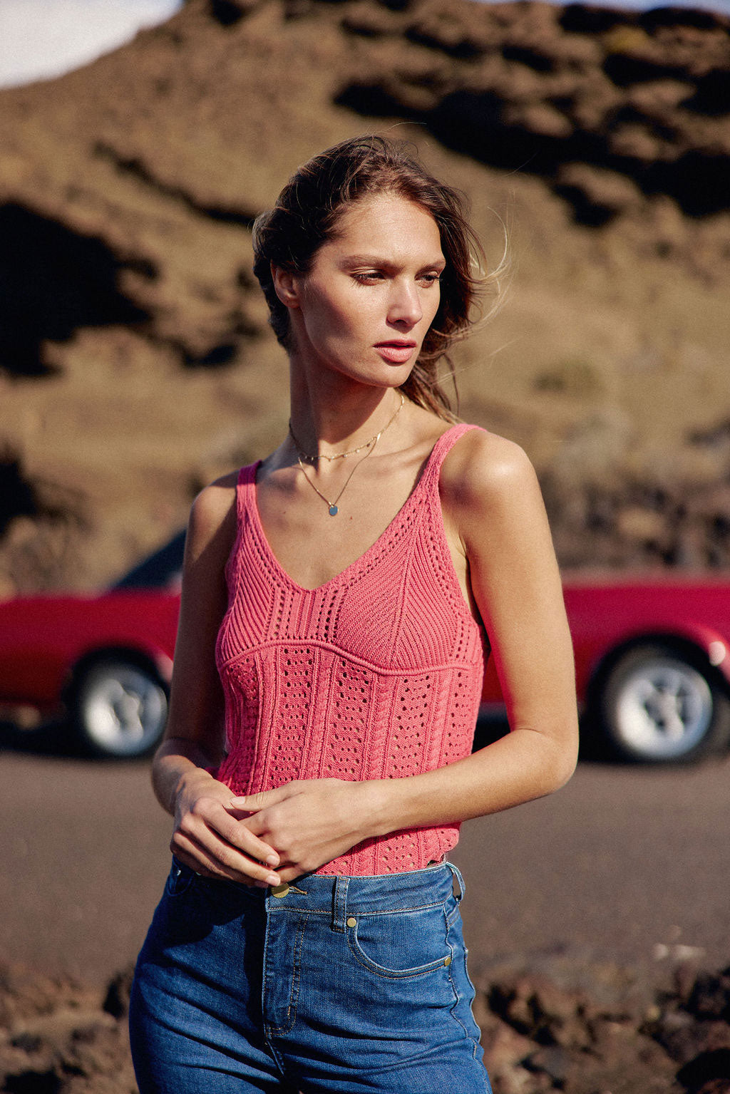 Pink thin strap tank top - Dune