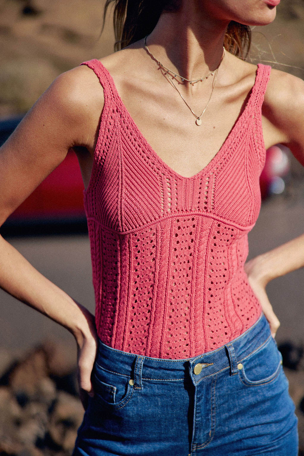Pink thin strap tank top - Dune