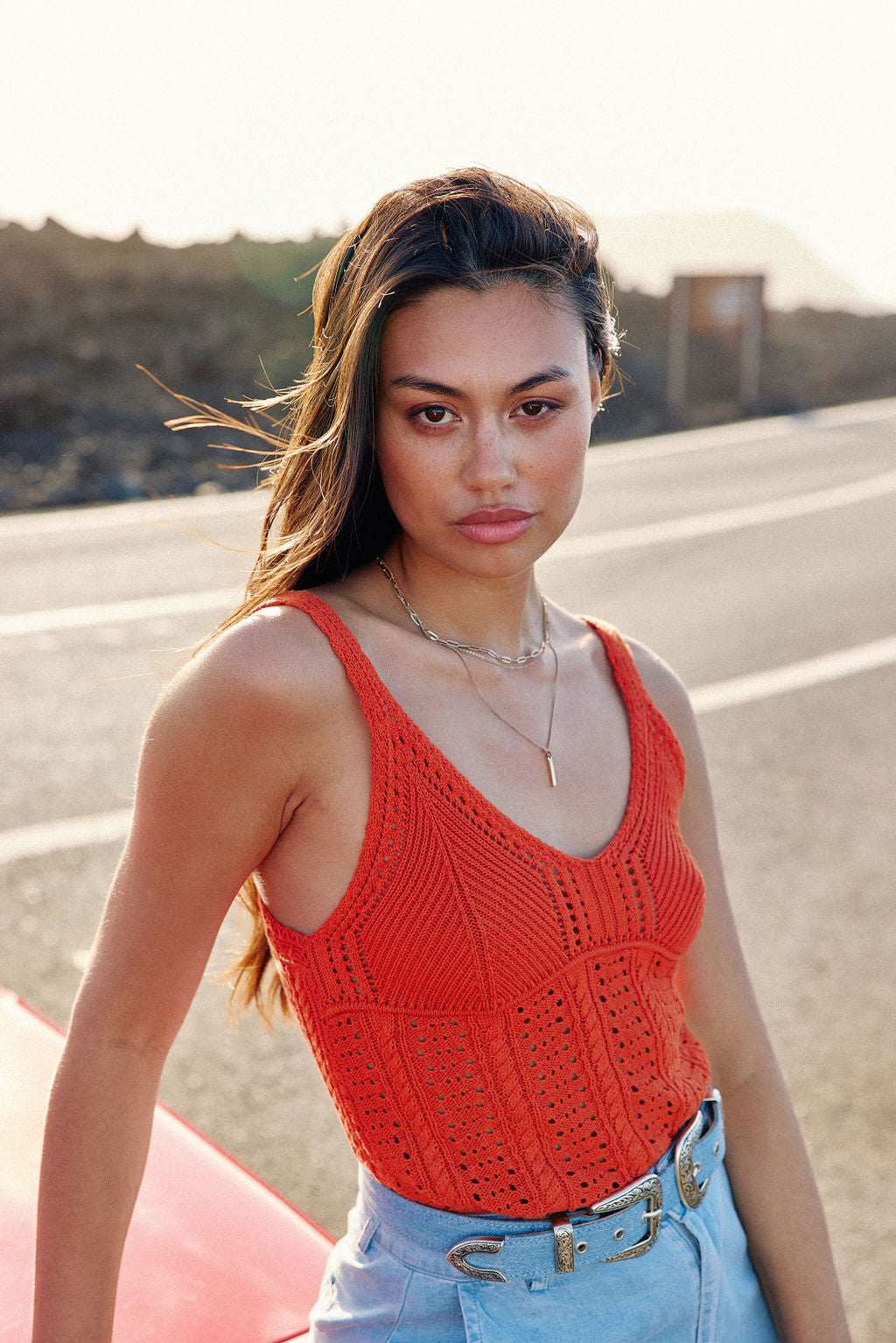 Orange thin strap tank top - Dune