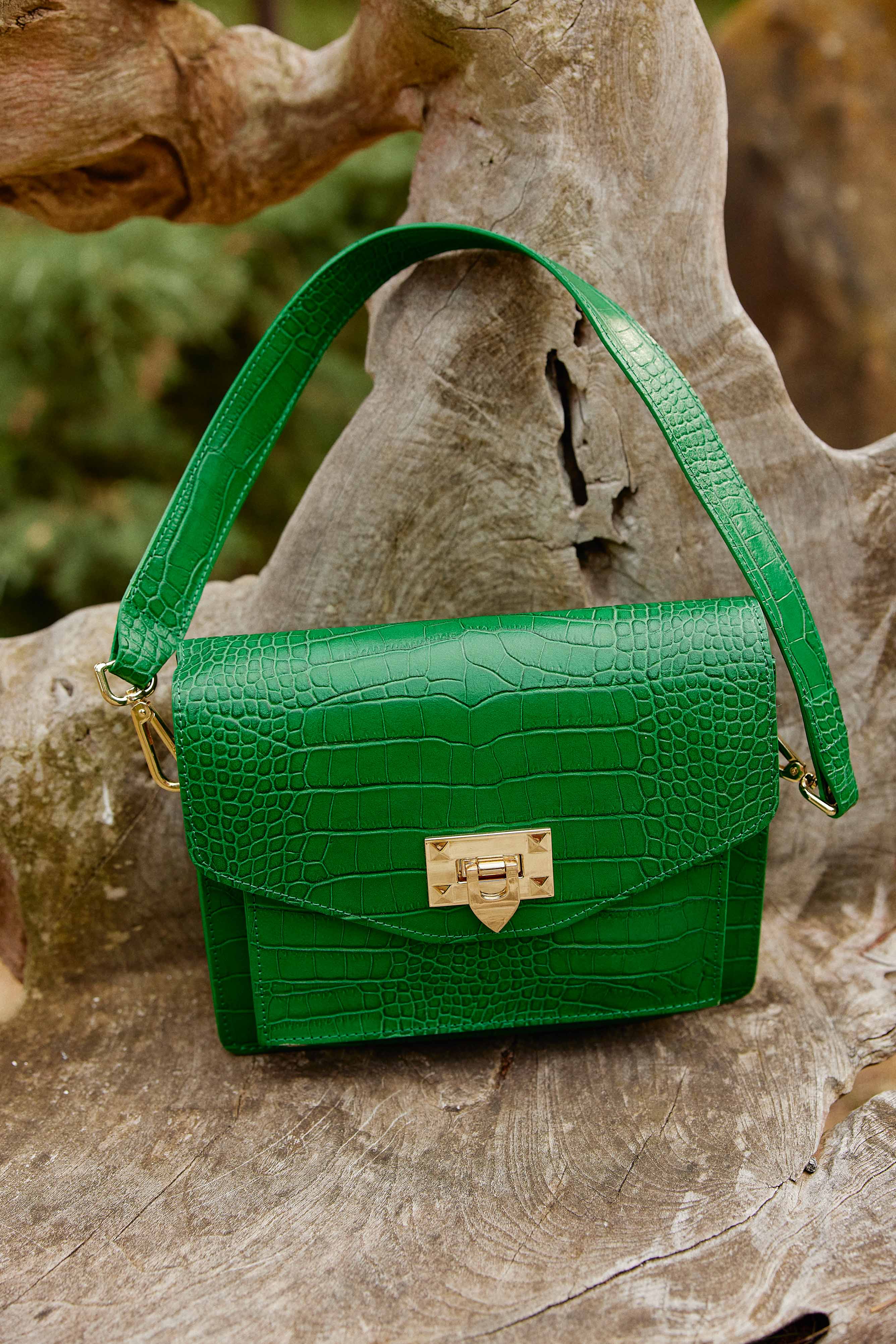 Satchel handbag East - Vert