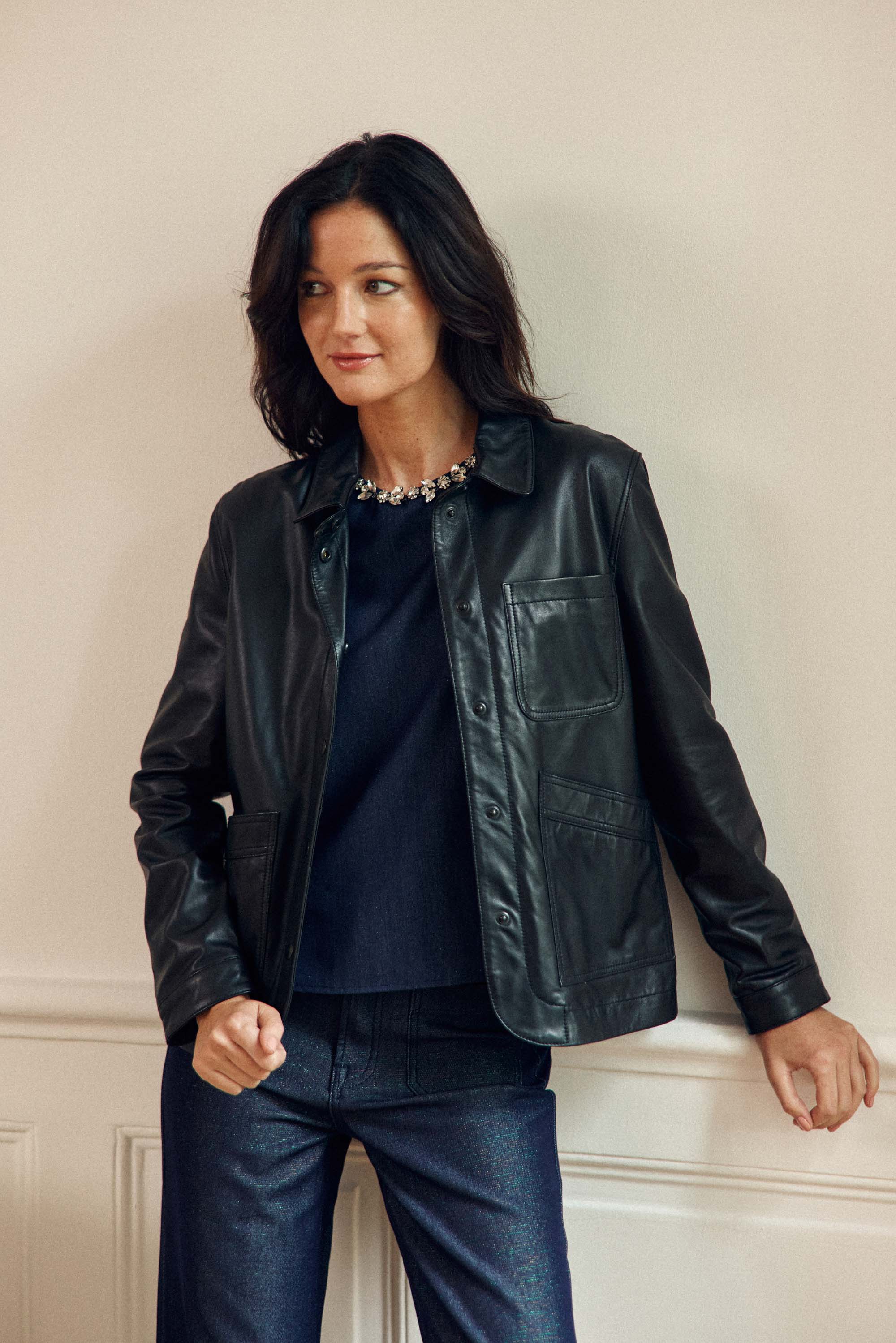 Black leather jacket - Fauline