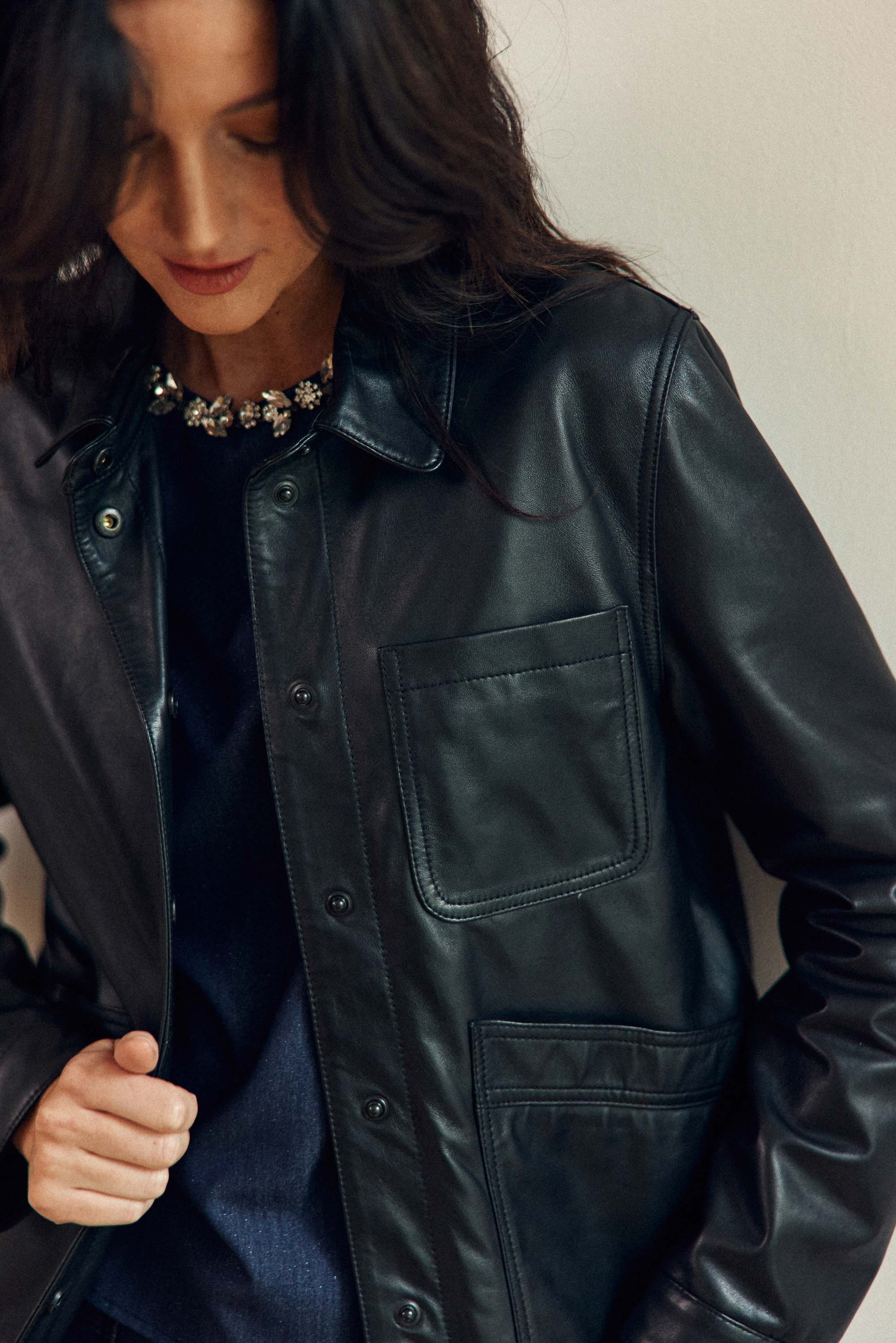 Black leather jacket - Fauline