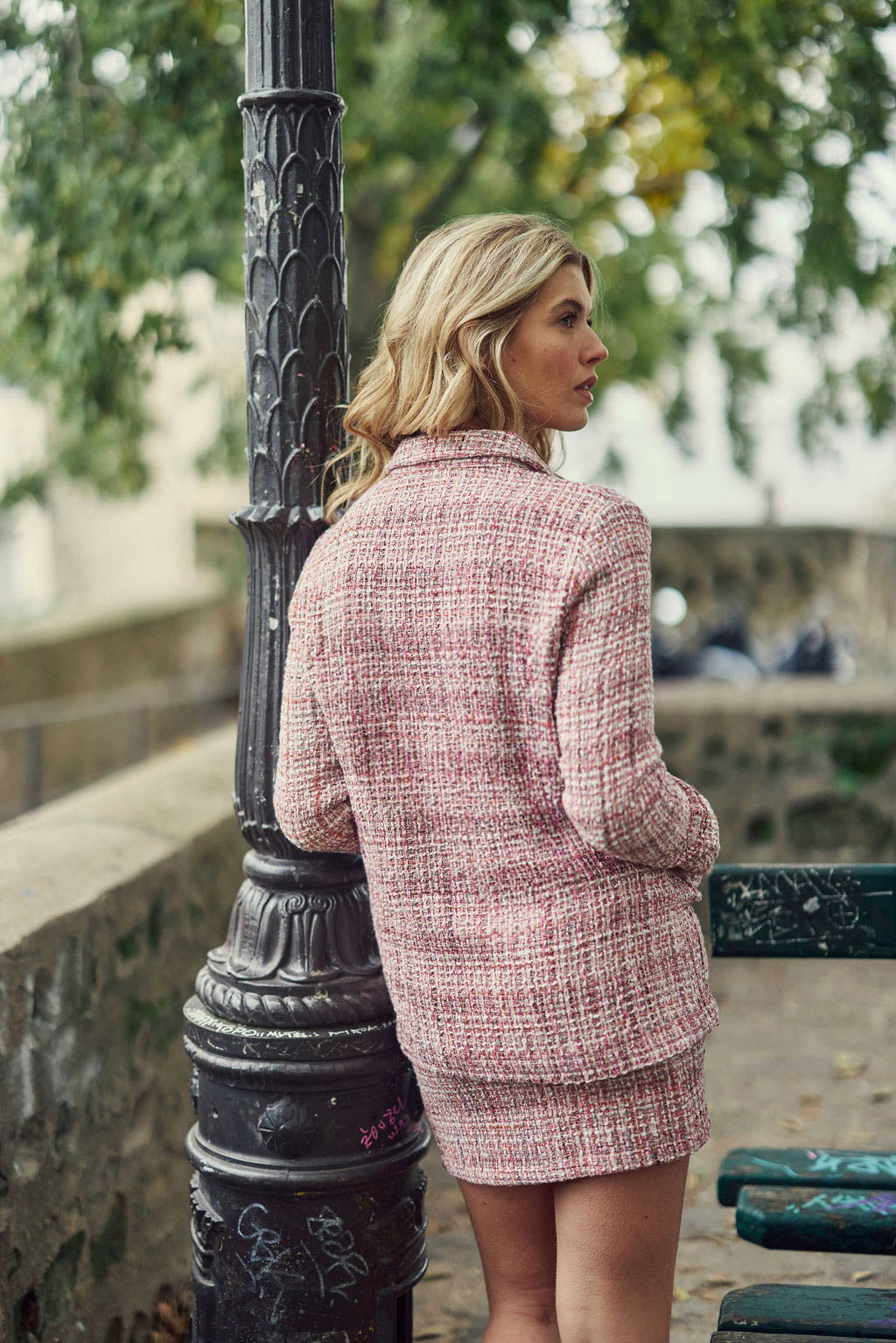 Veste en tweed rose - Fauline