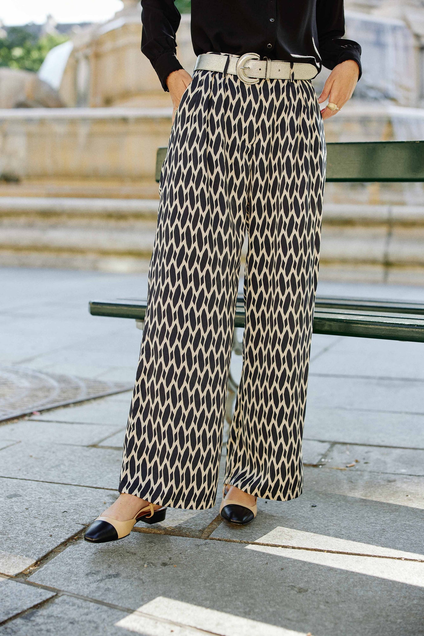 Pantalon Fernano - Ecru/noir