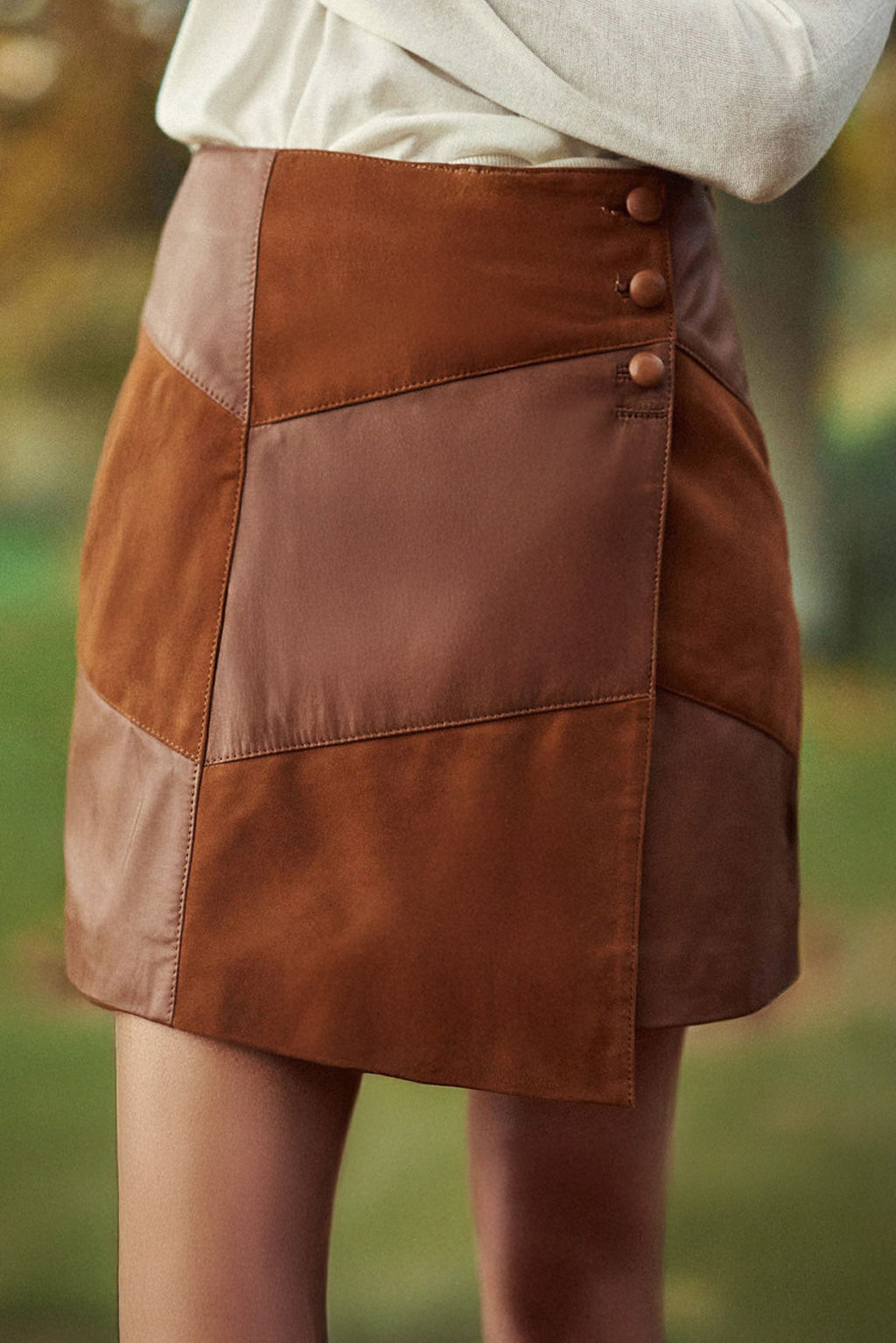 Jupe en cuir camel - Flavy