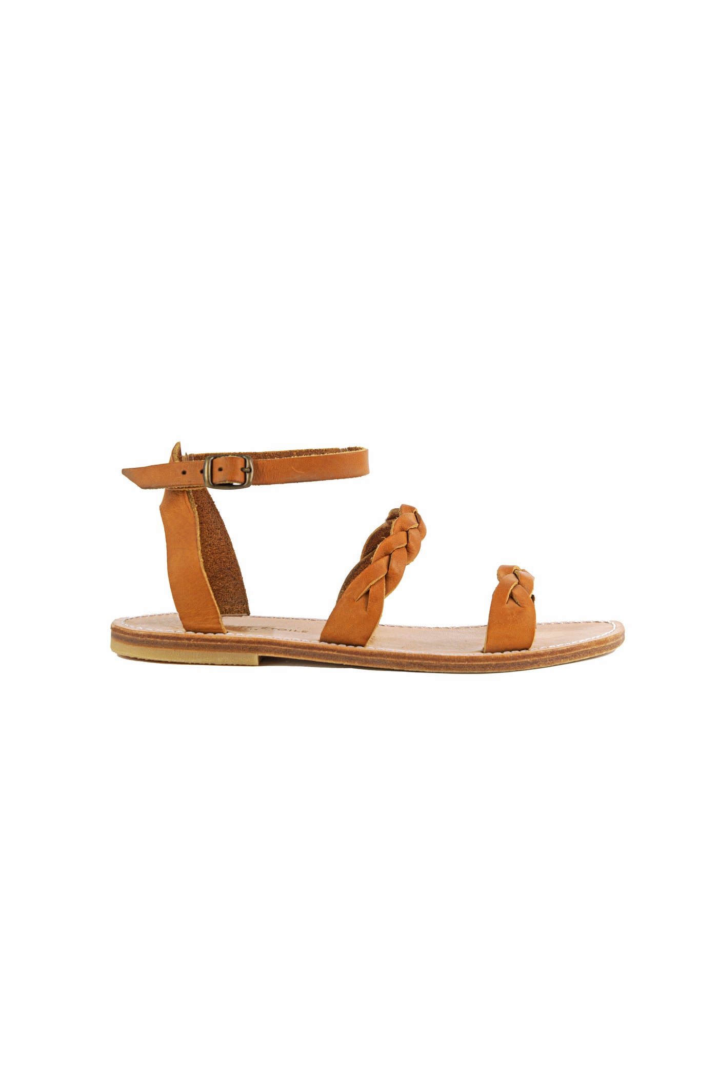 Camel braided leather gladiators - Gaetan