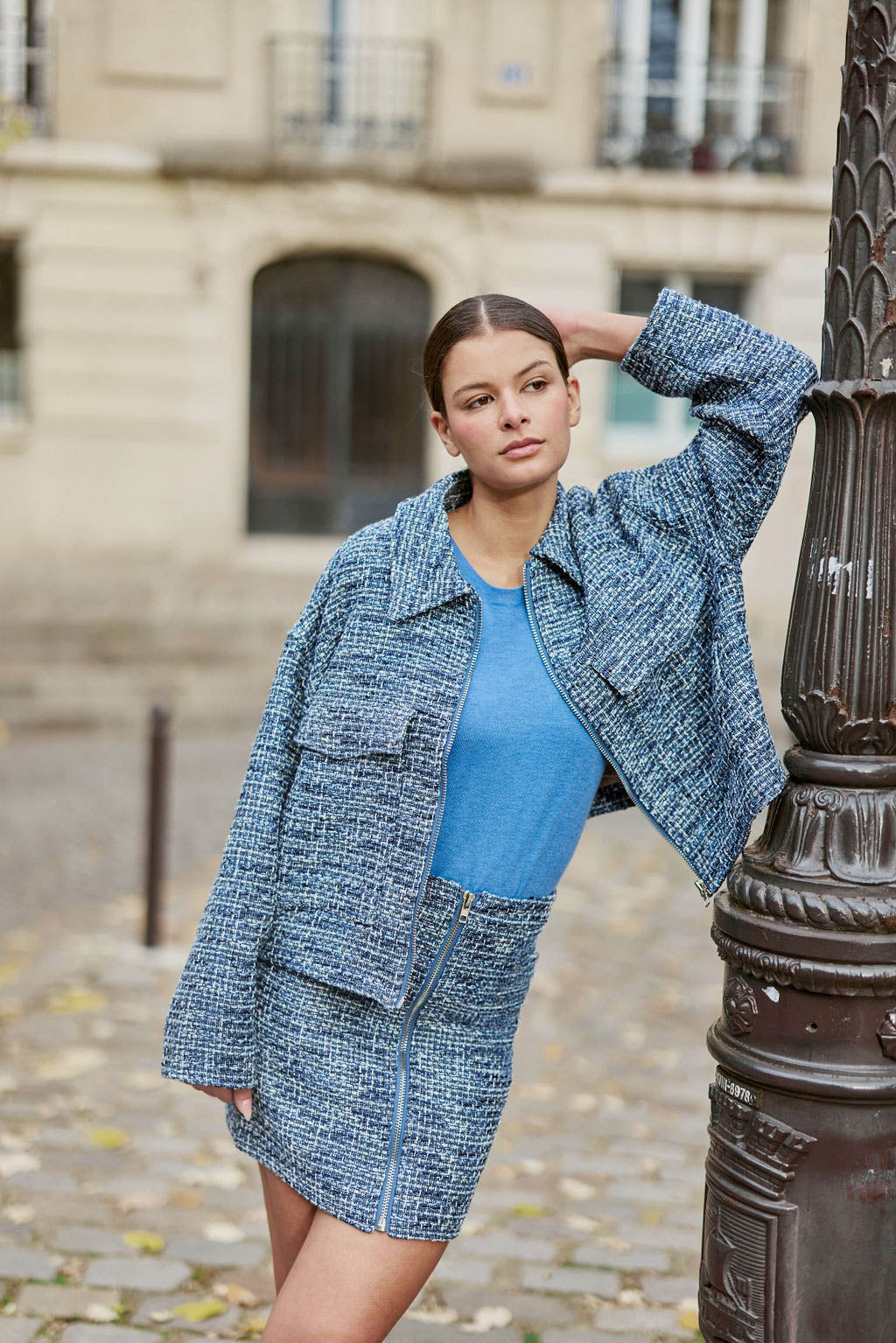 Blue tweed skirt - Jane