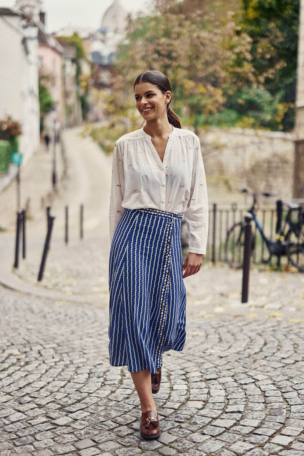 Blue patterned midi skirt - Jendro