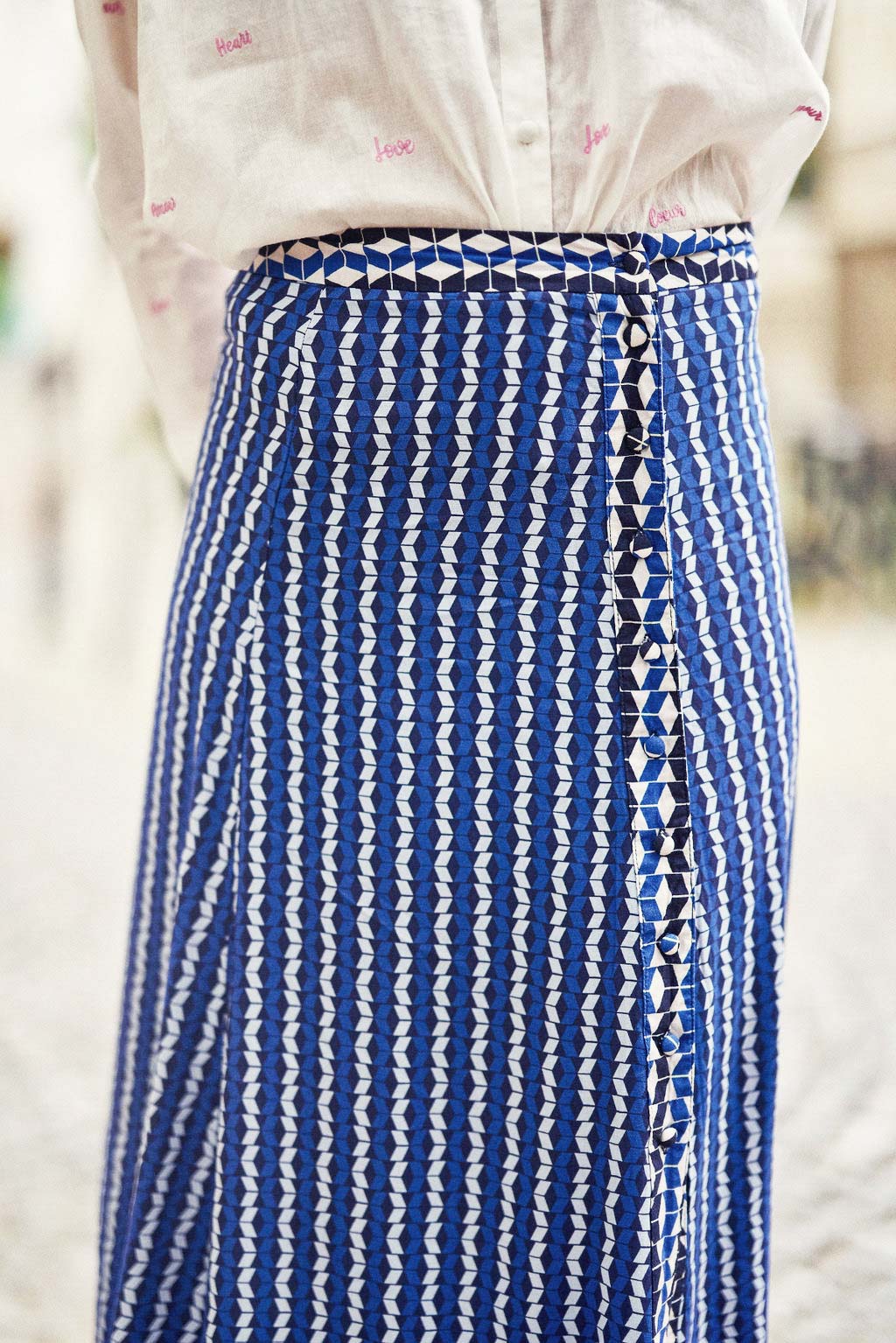 Blue patterned midi skirt - Jendro