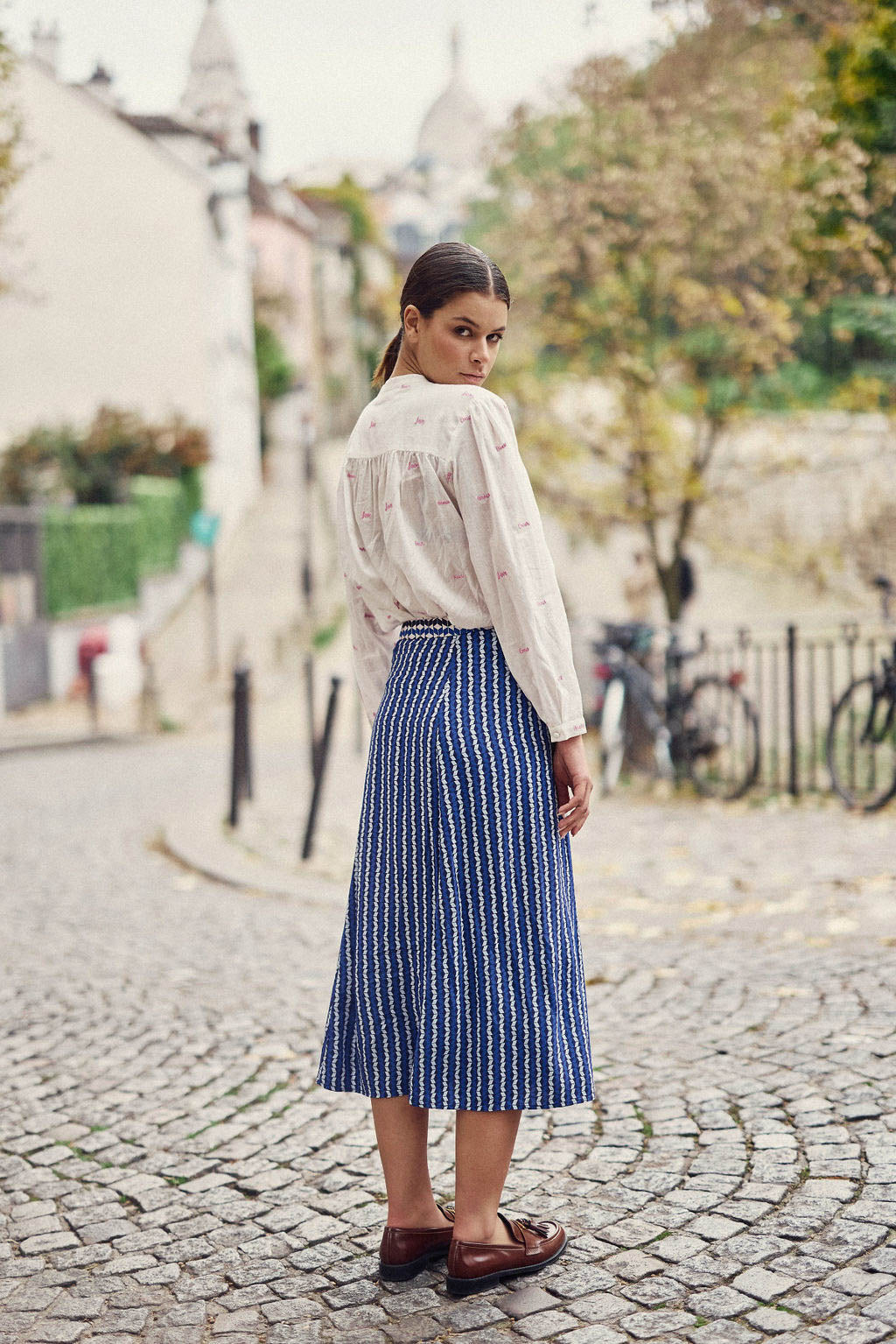 Blue patterned midi skirt - Jendro