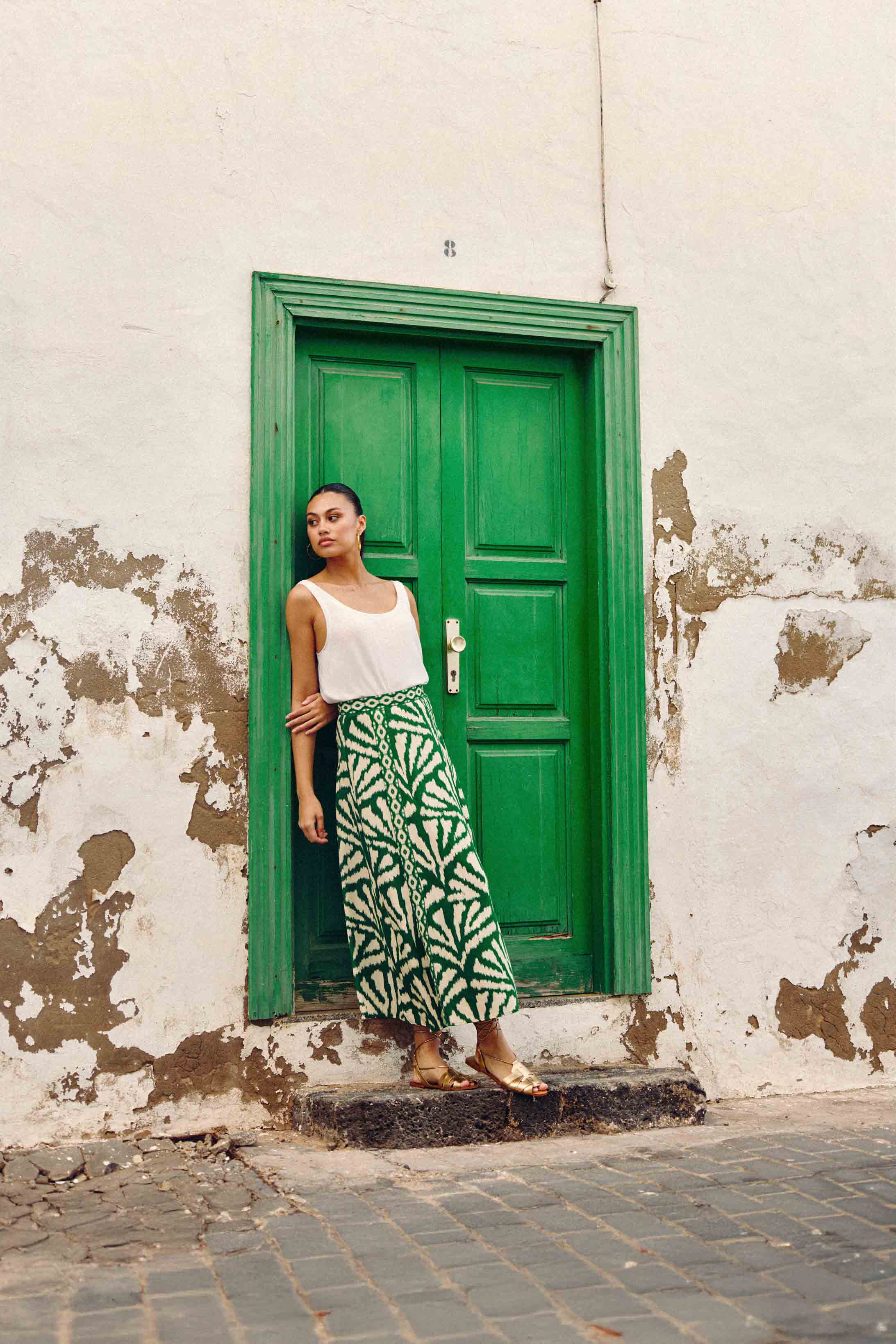 Long green print skirt - Jenna
