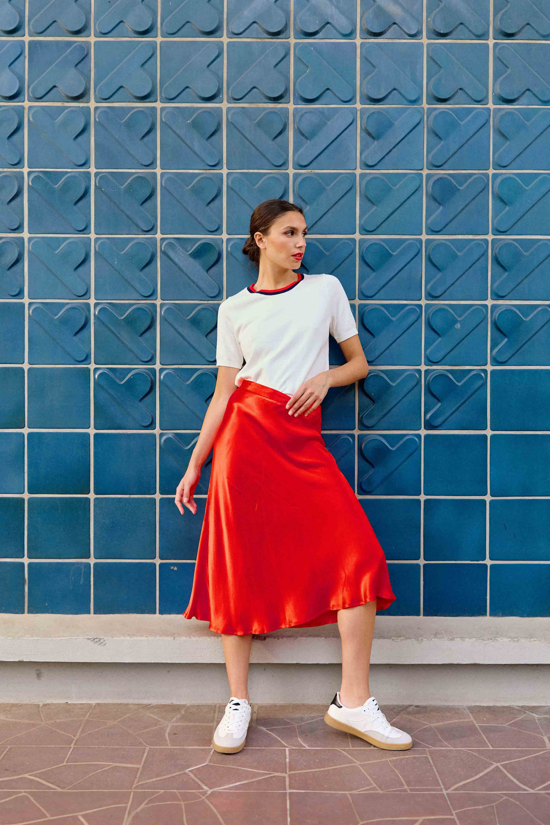 Satin skirt outfit 50 clearance