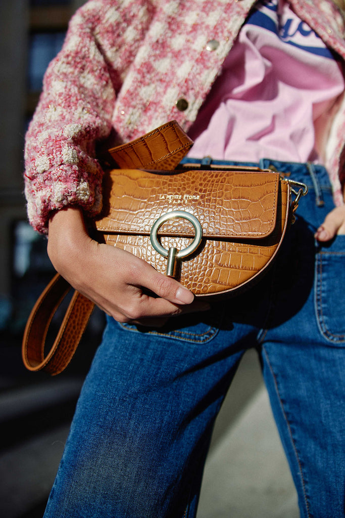 Sac croco top camel