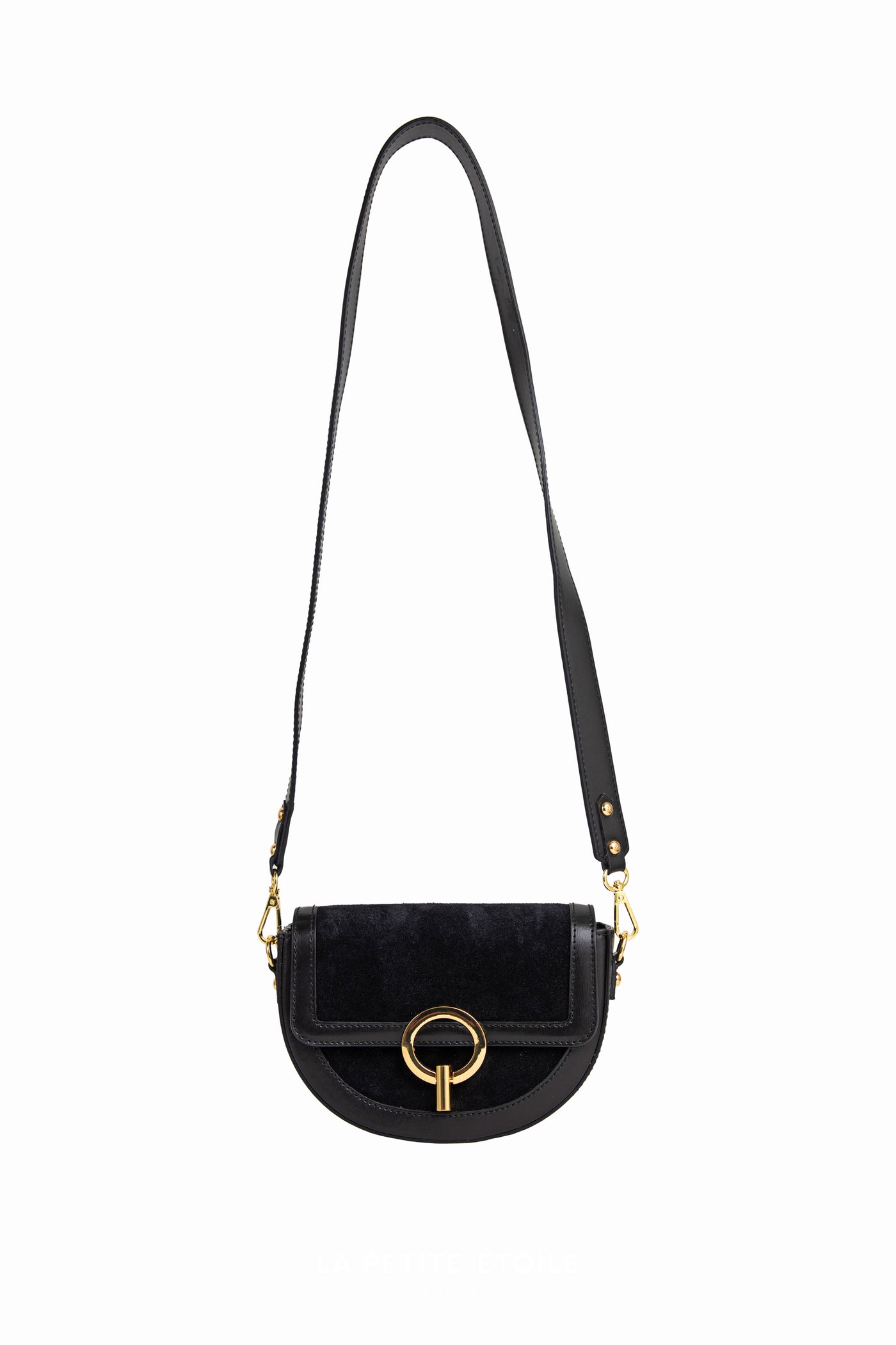 Jim two-material leather bag - Black