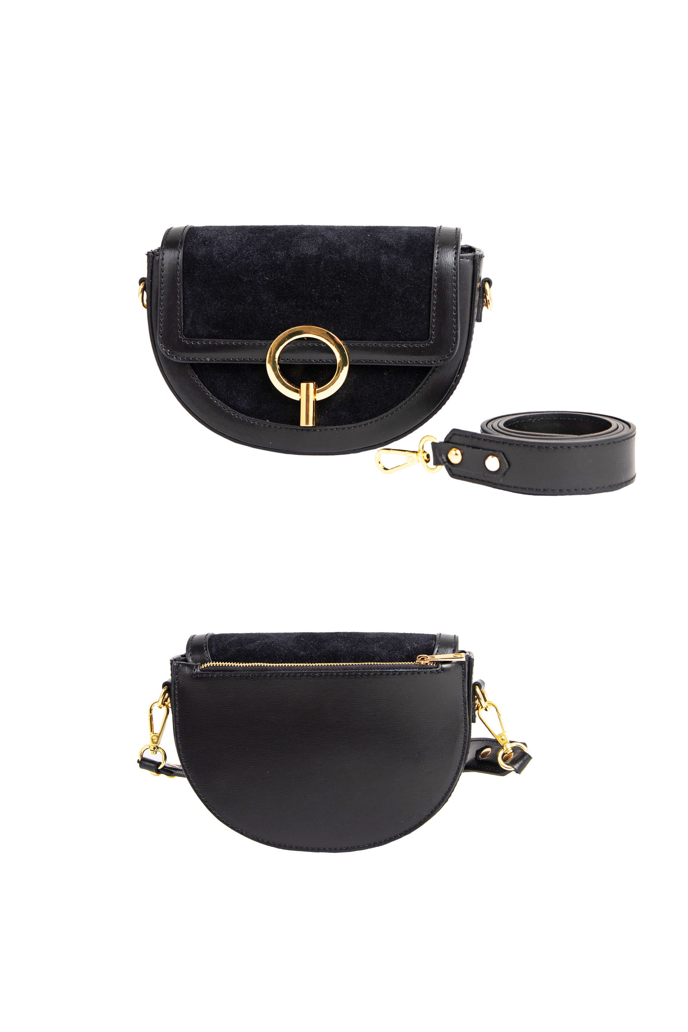 Jim two-material leather bag - Black