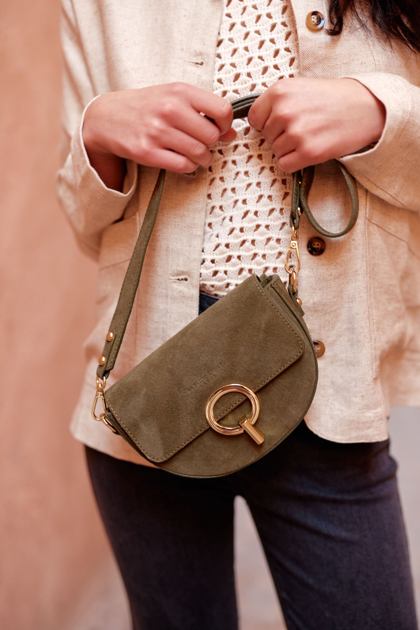 Khaki leather bag - Jim D