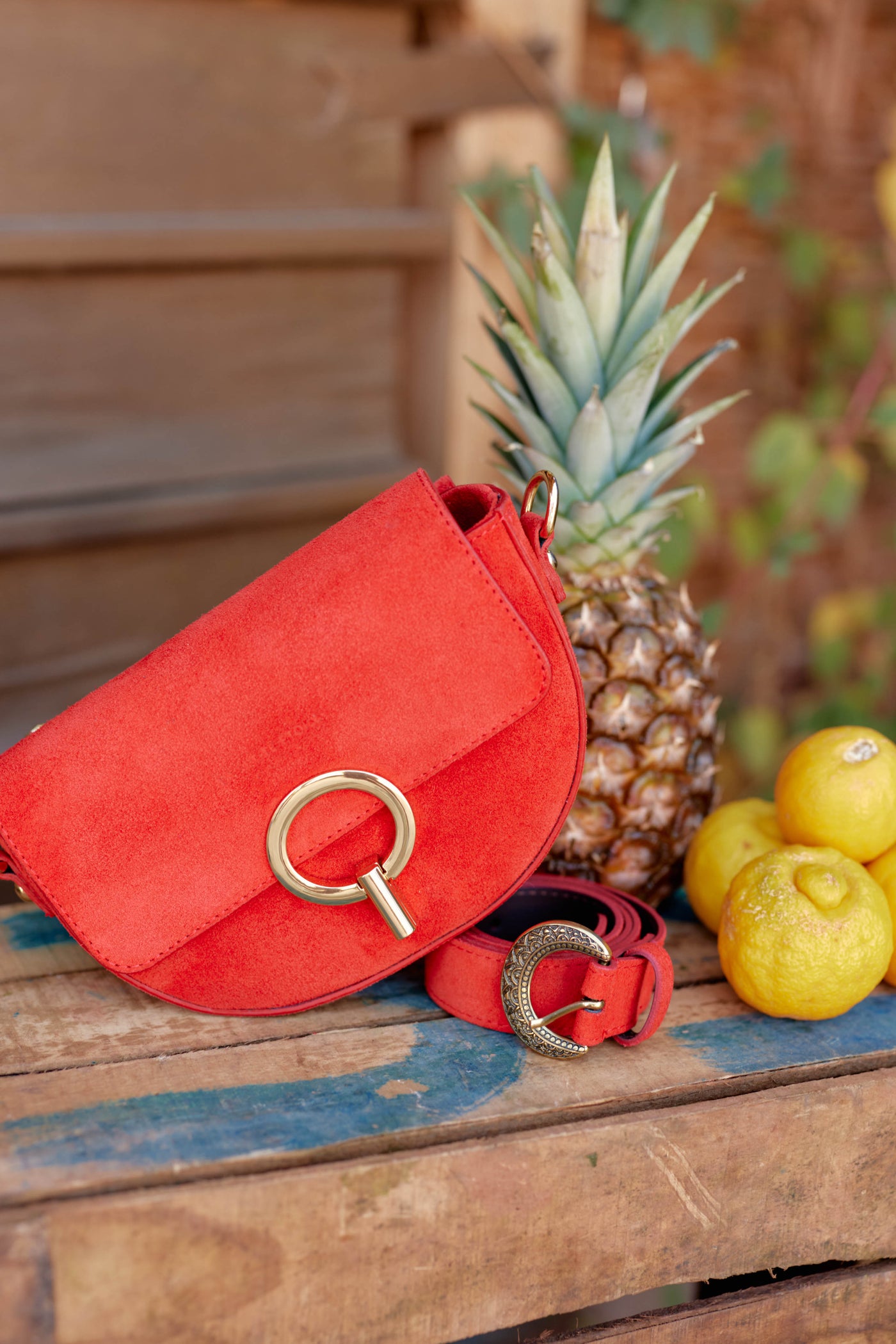 Two-tone red leather bag - Jim D