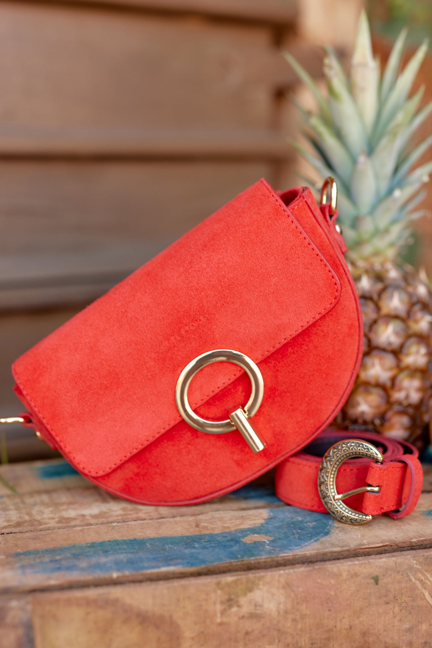 Two-tone red leather bag - Jim D