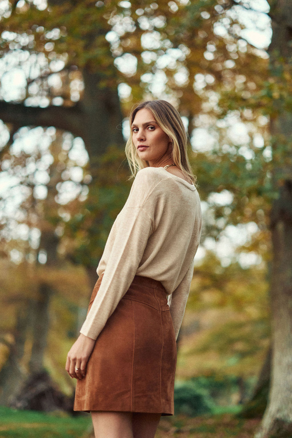 Camel leather skirt - Joely
