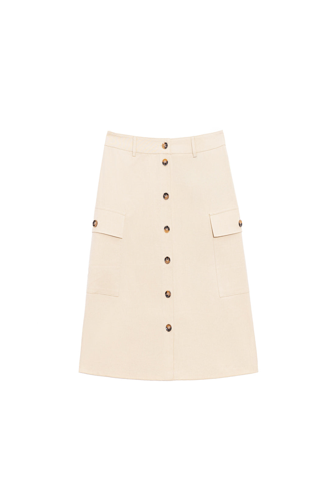 Ecru straight skirt with buttons on the front | LA PETITE