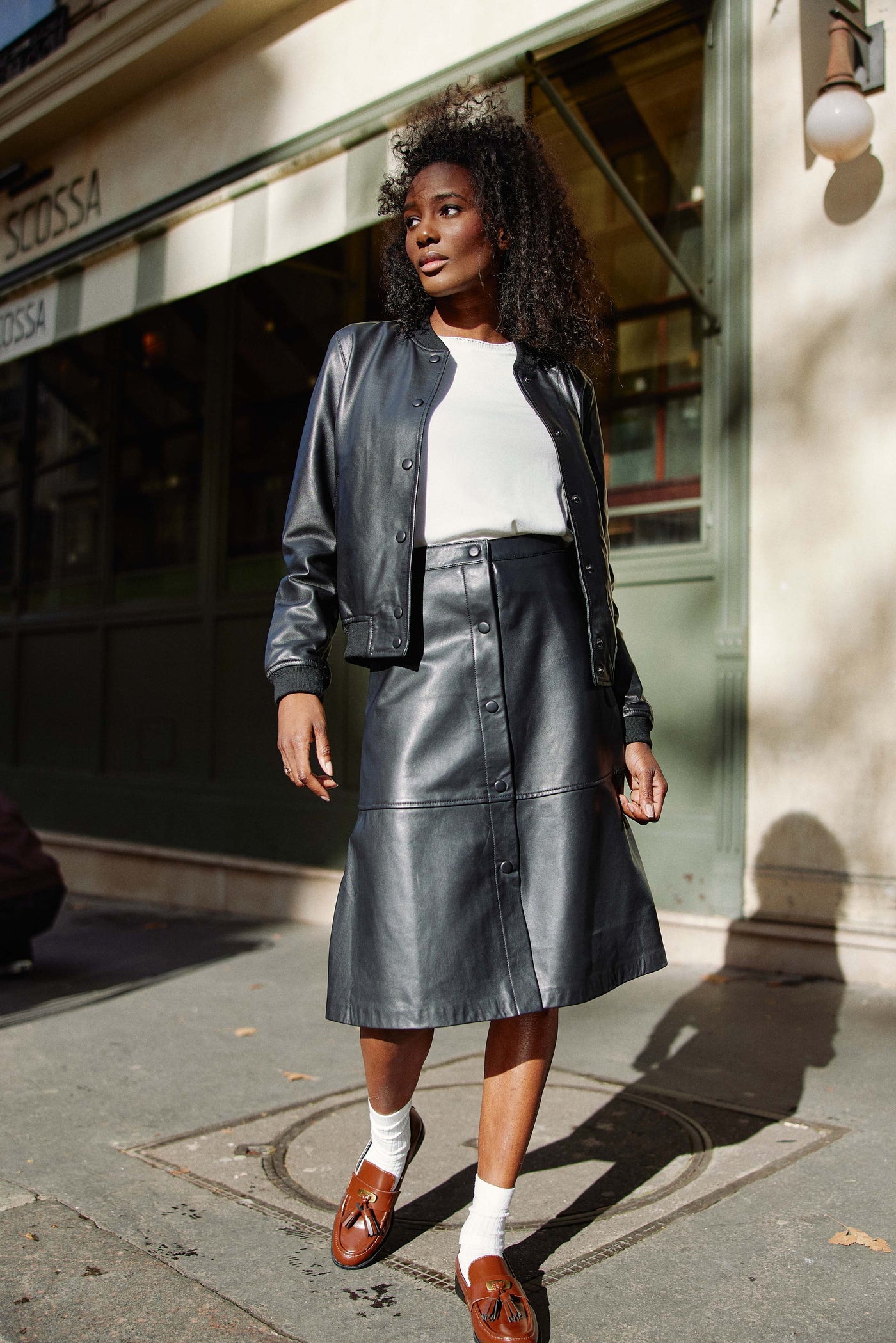 Black leather skirt - Jolene