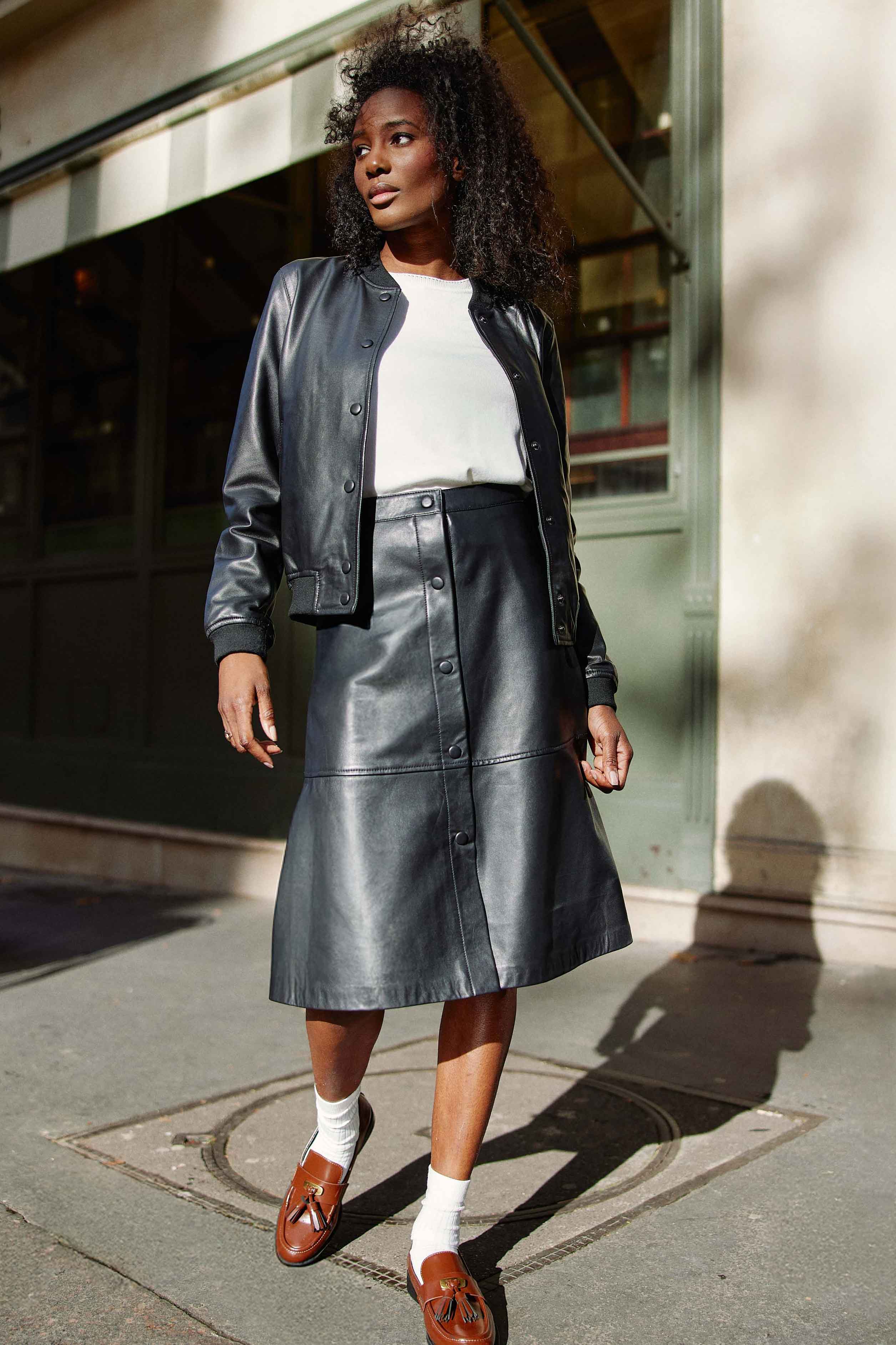 Black leather skirt - Jolene