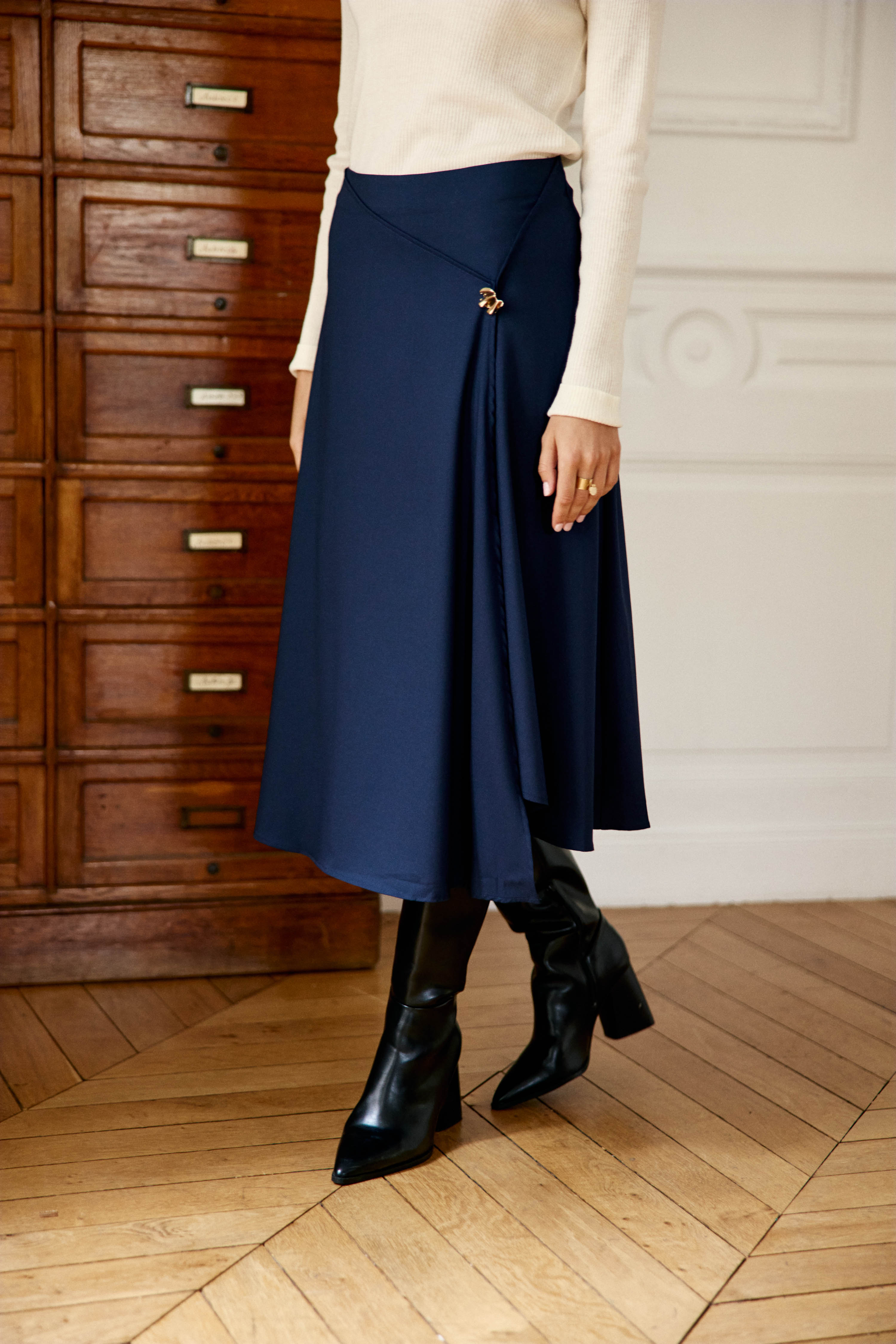 Jorie - Jupe midi asymétrique