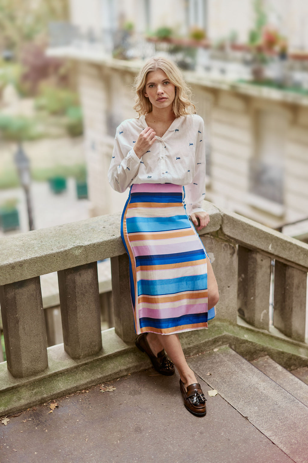 Striped satin skirt - Judith