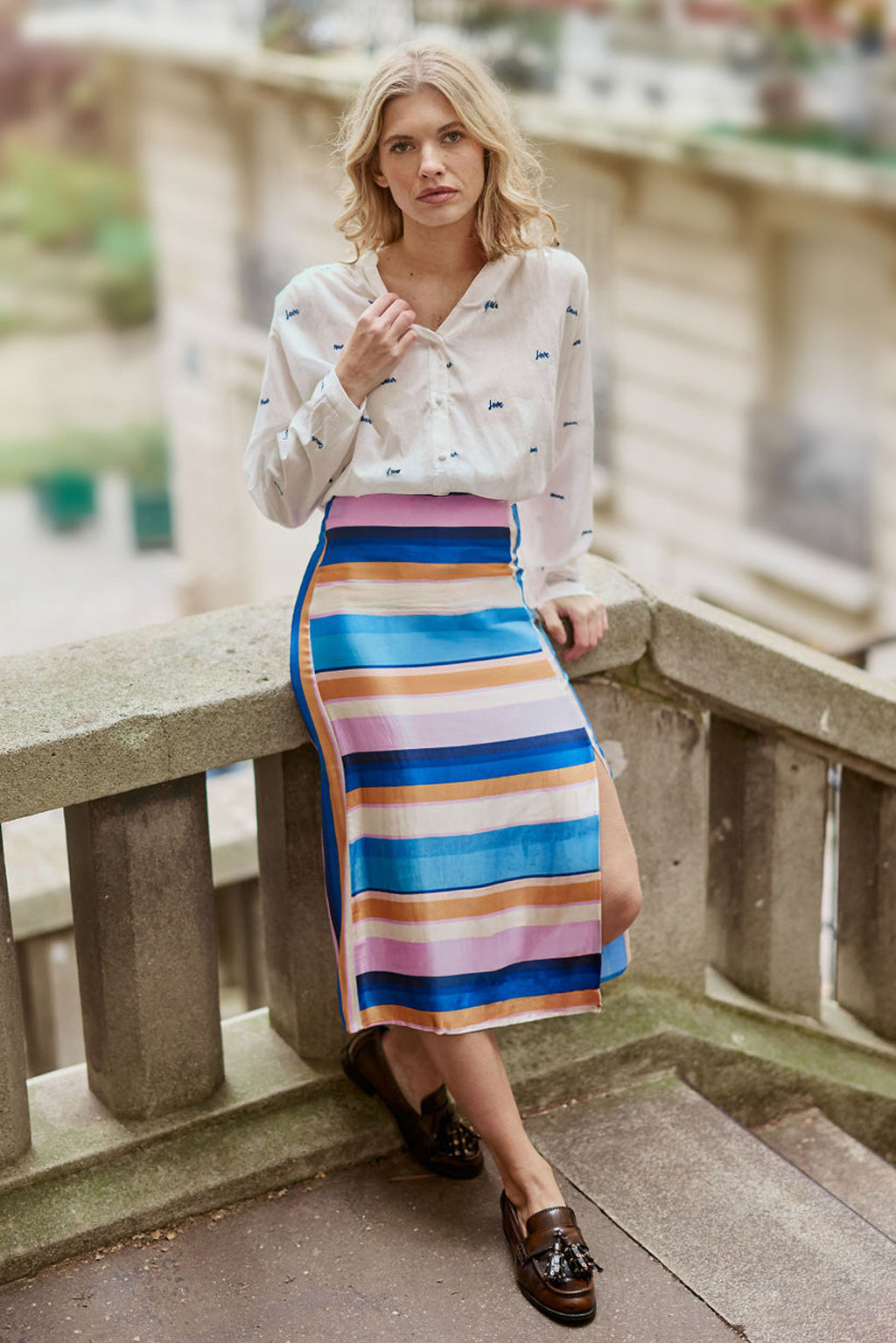 Striped satin skirt - Judith