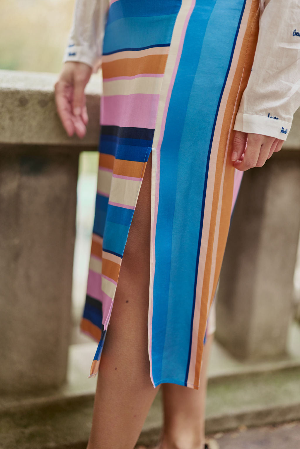 Striped satin skirt - Judith