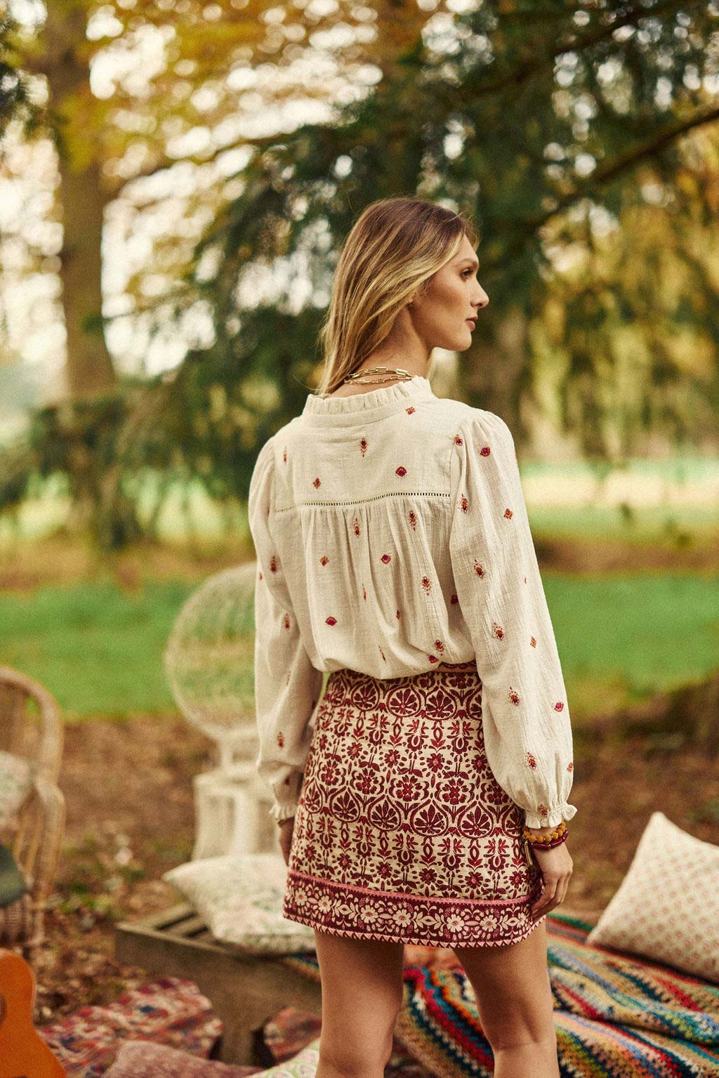 Short red flower skirt - June