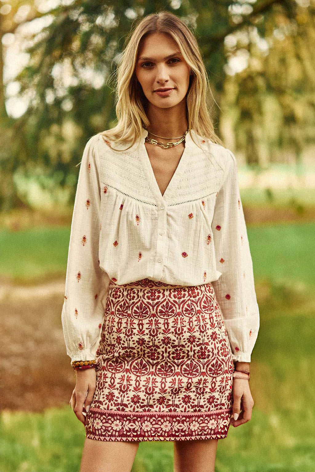 Short red flower skirt - June