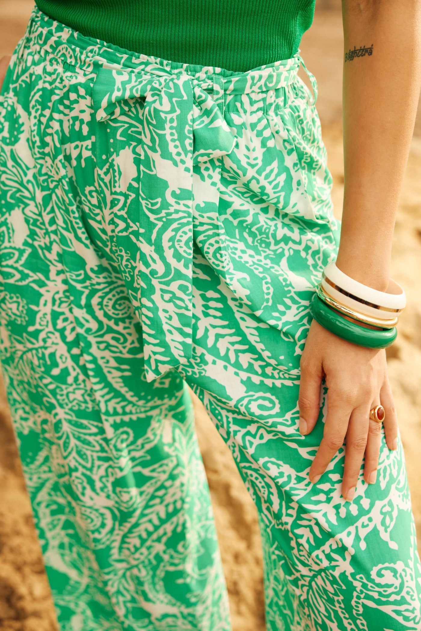 Trousers Lemaa - Vert/ecru